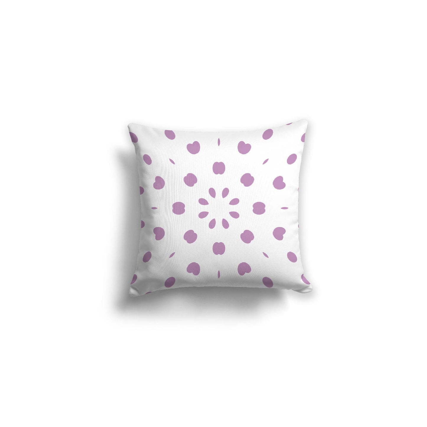 White Spun Polyester Throw Pillow with Mauve Burst Pattern on Front 16 x 16 inches / 41 x 41 cm
