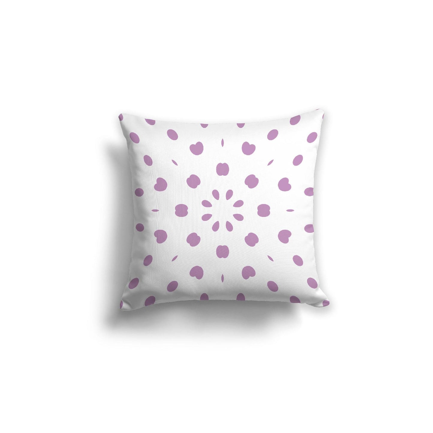 White Spun Polyester Throw Pillow with Mauve Burst Pattern on Front 18 x 18 inches / 46 x 46 cm