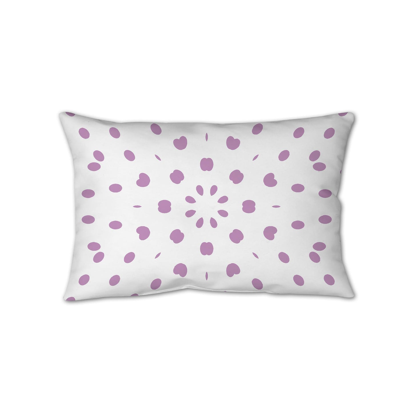 White Spun Polyester Throw Pillow with Mauve Burst Pattern on Front 25 x 18 inches / 63.5 x 66 cm