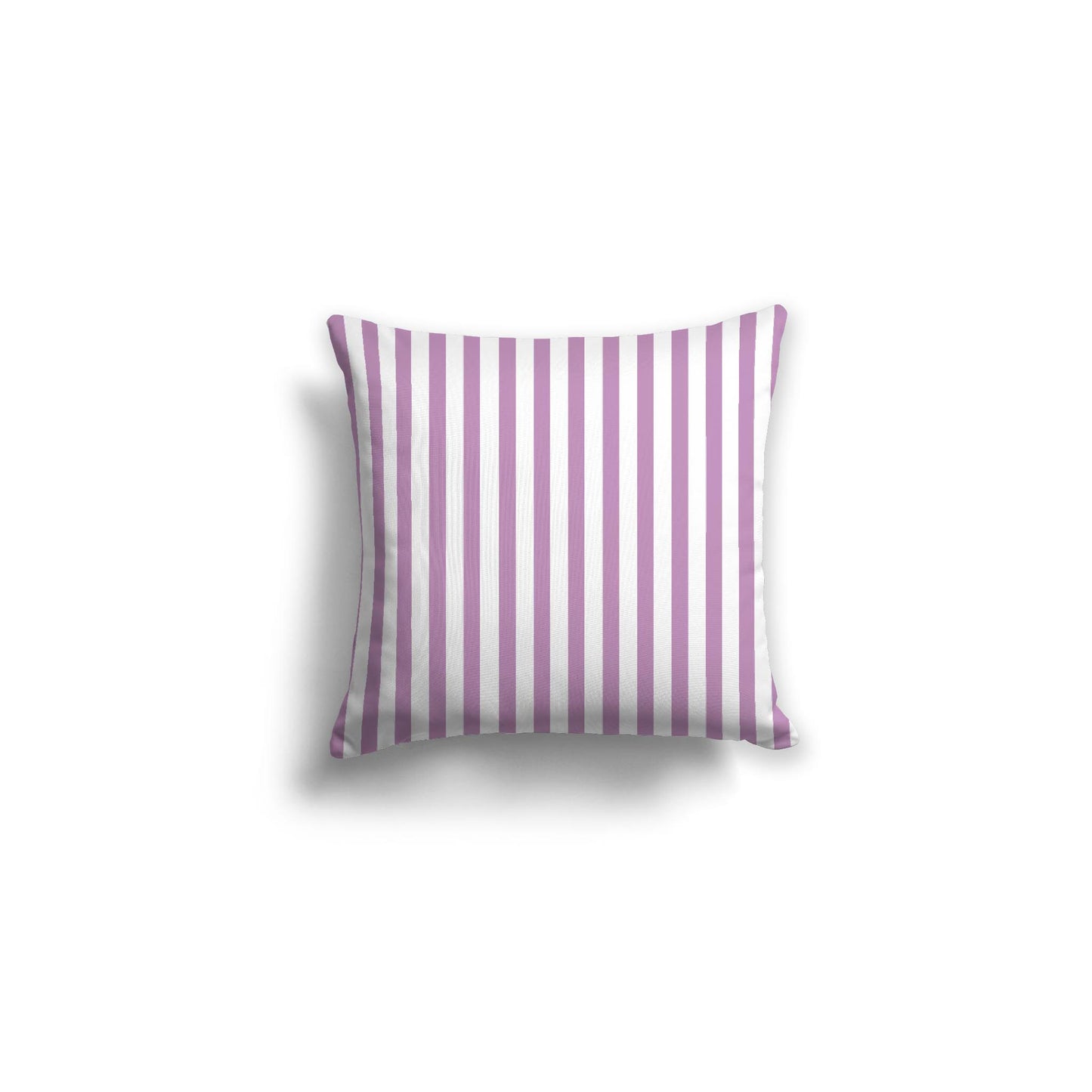 White Spun Polyester Throw Pillow with Thin Mauve Bars on Front 16 x 16 inches / 41 x 41 cm