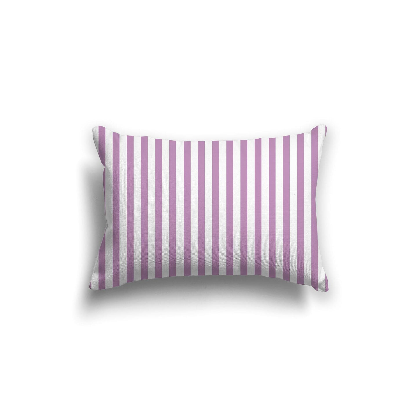 White Spun Polyester Throw Pillow with Thin Mauve Bars on Front 20 x 14 inches / 51 x 36 cm