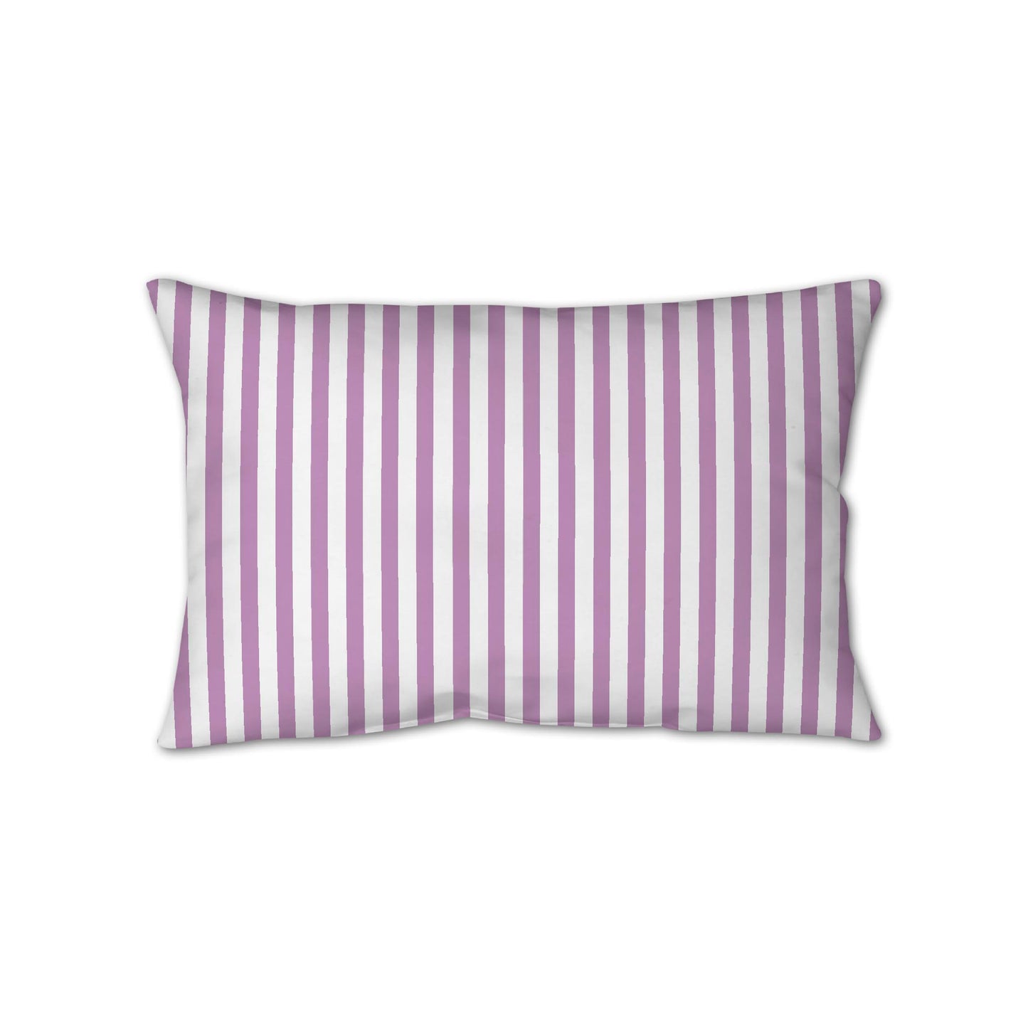 White Spun Polyester Throw Pillow with Thin Mauve Bars on Front 25 x 18 inches / 63.5 x 66 cm