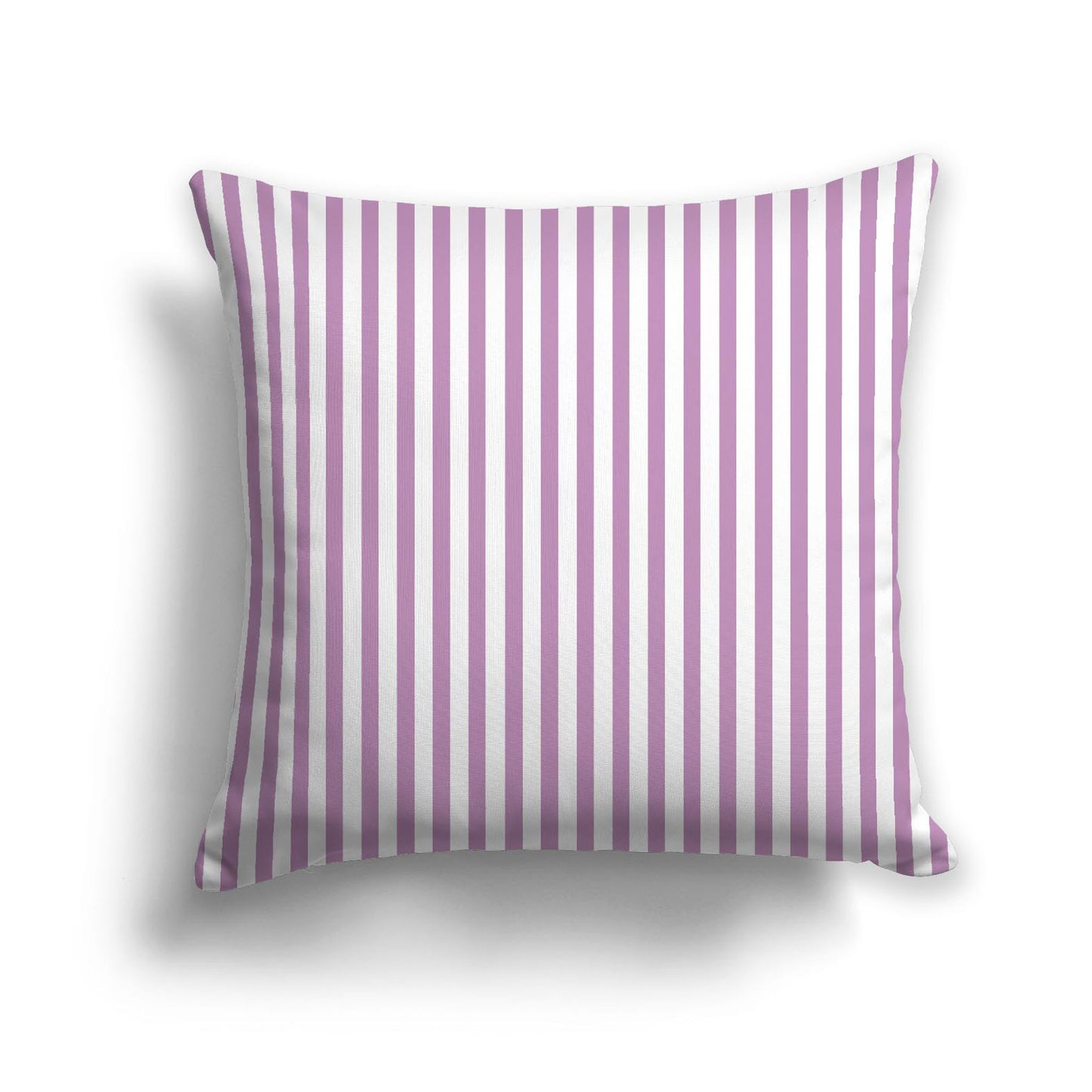 White Spun Polyester Throw Pillow with Thin Mauve Bars on Front, USCU-1360-241