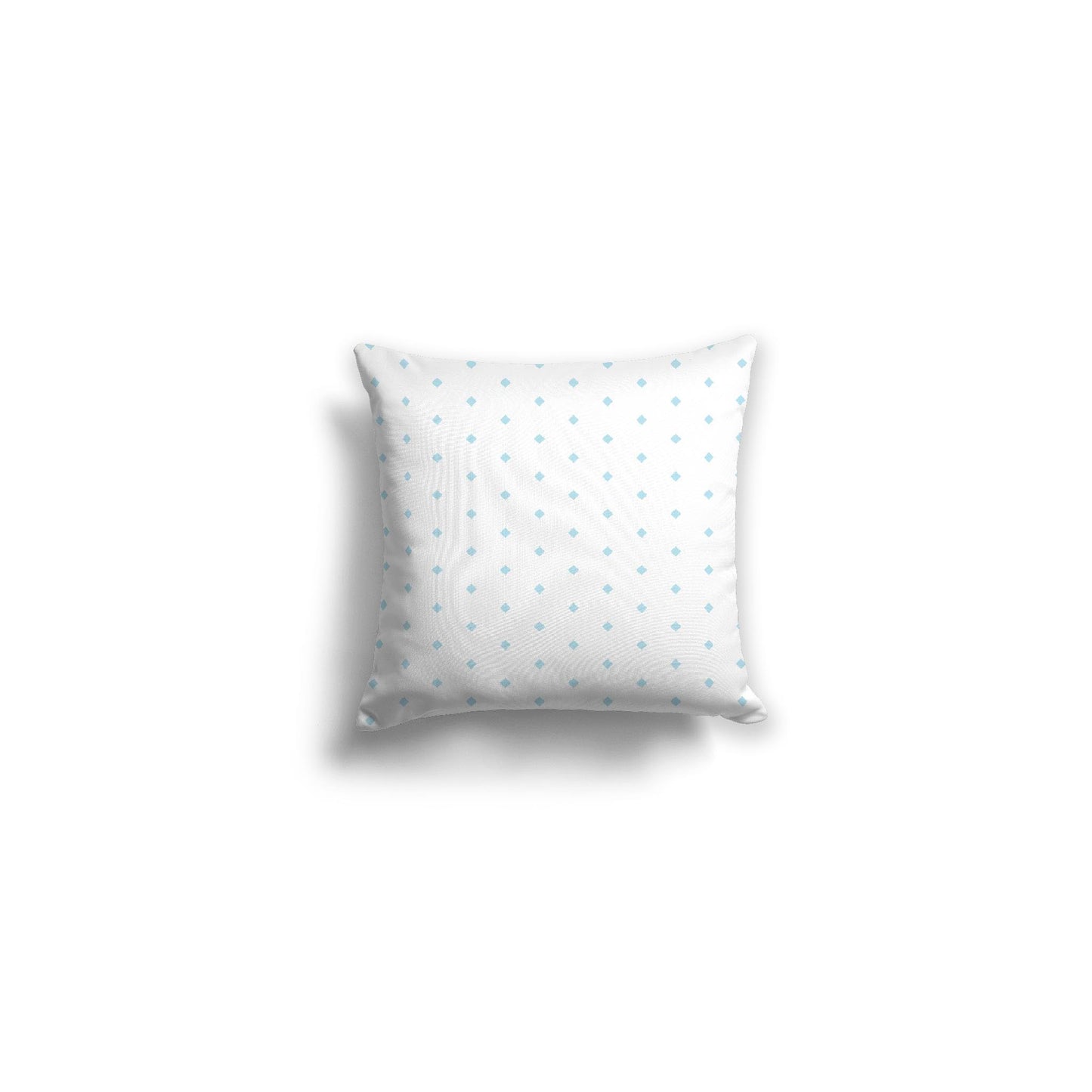 White Spun Polyester Throw Pillow with Fine Light Blue Diamonds on Front 14 x 14 inches / 36 x 36 cm