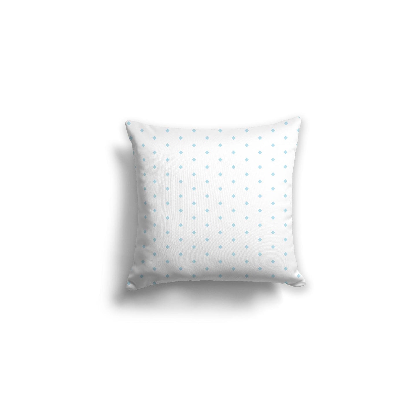 White Spun Polyester Throw Pillow with Fine Light Blue Diamonds on Front 16 x 16 inches / 41 x 41 cm