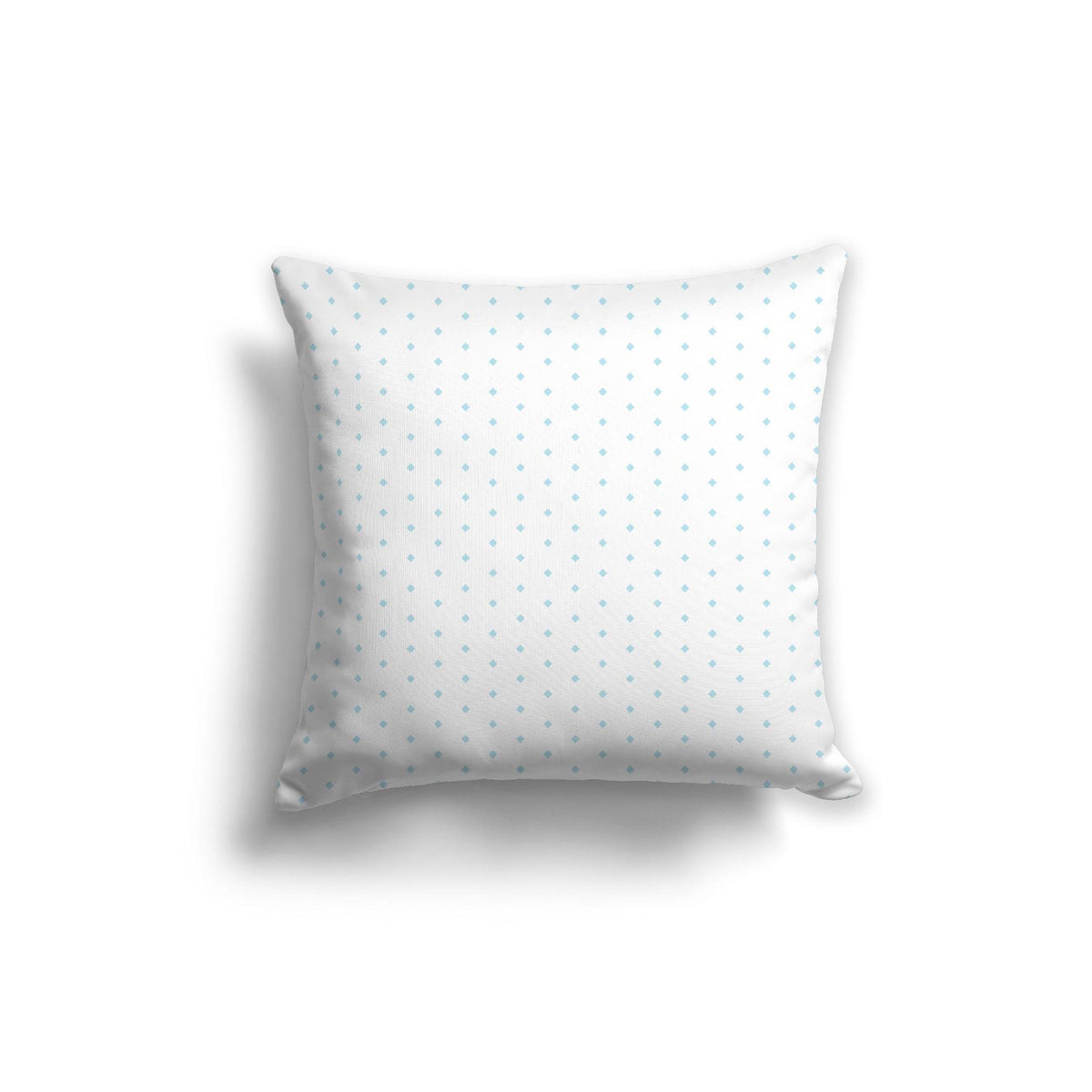 White Spun Polyester Throw Pillow with Fine Light Blue Diamonds on Front | 26 x 26 inches