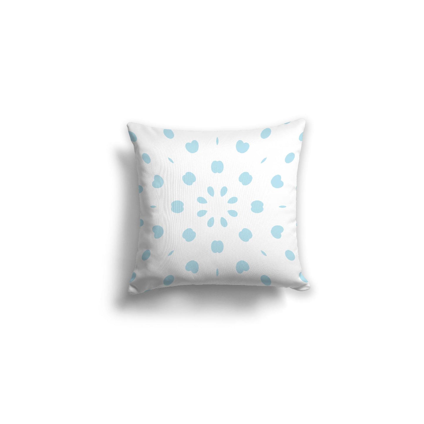 White Spun Polyester Throw Pillow with Light Blue Burst Pattern on Front 16 x 16 inches / 41 x 41 cm