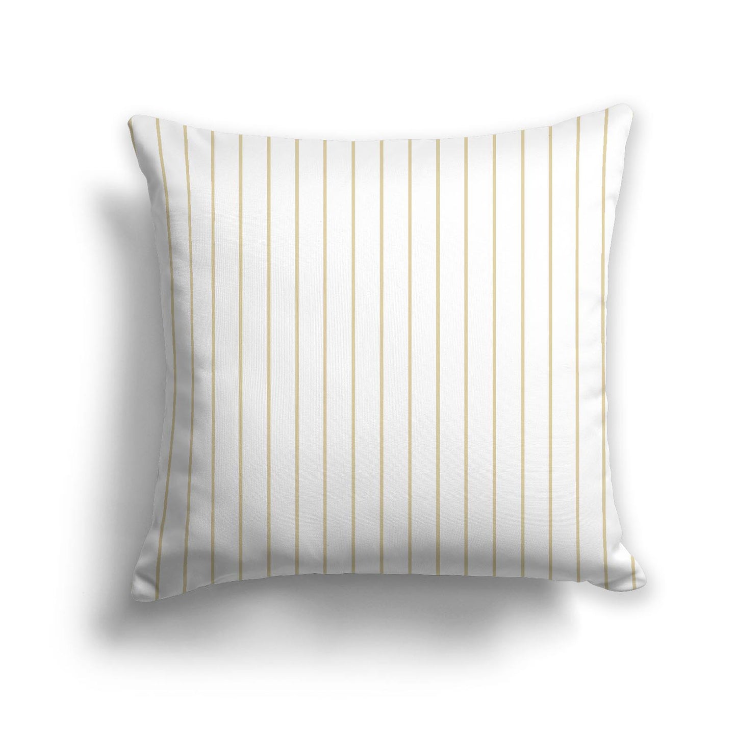 White Spun Polyester Throw Pillow with Fine Tan Stripes on Front | 26 x 26 inches