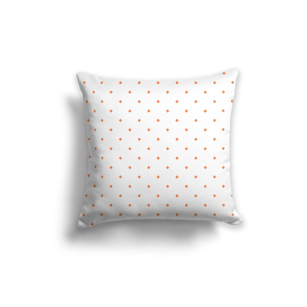 White Spun Polyester Throw Pillow with Light Orange Diamonds on Front | 26 x 26 inches