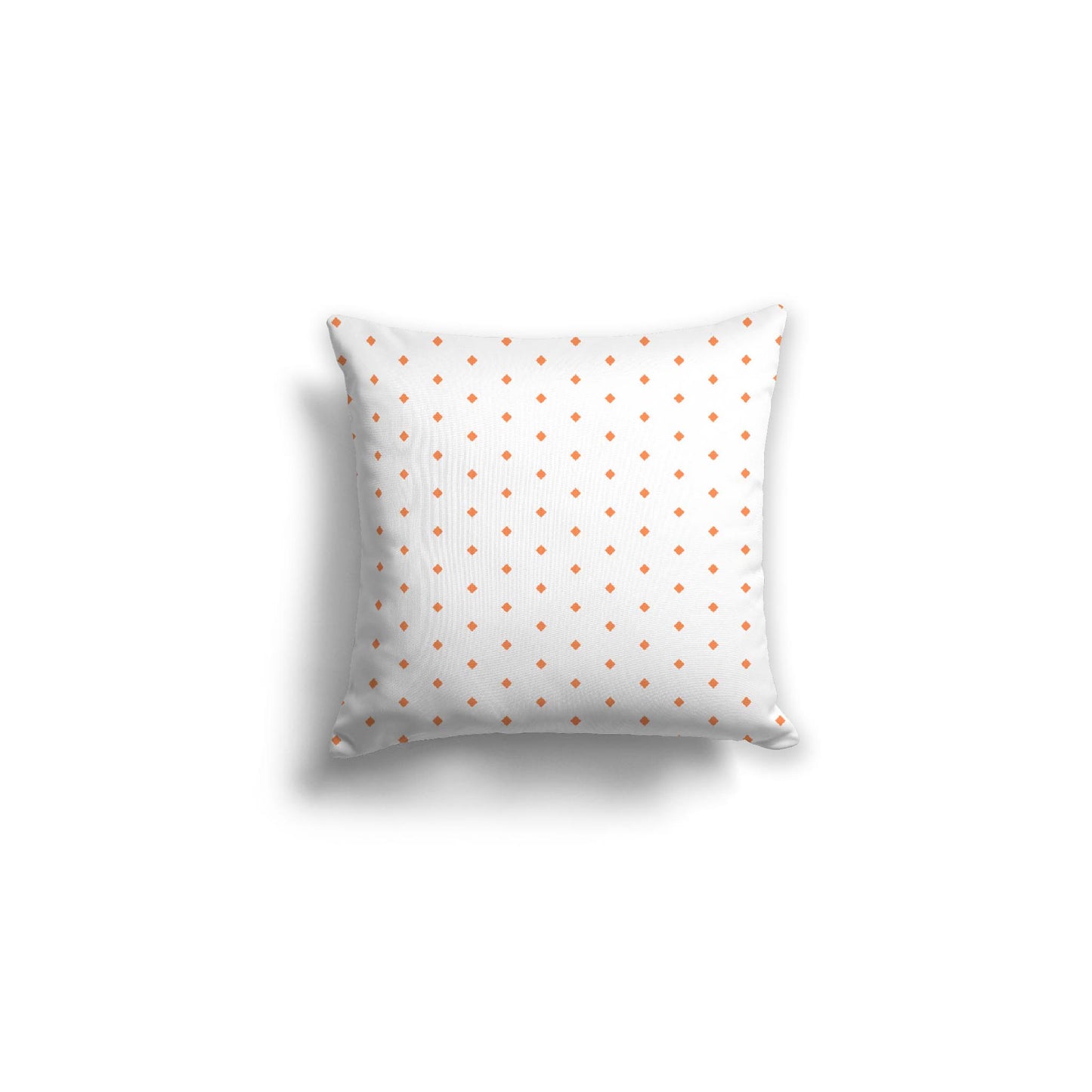 White Spun Polyester Throw Pillow with Fine Light Orange Diamonds on Front 16 x 16 inches / 41 x 41 cm
