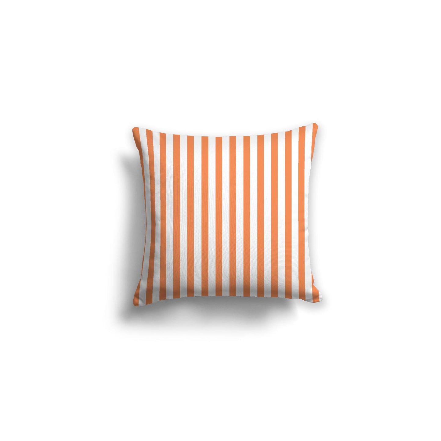 White Spun Polyester Throw Pillow with Thin Light Orange Bars on Front 16 x 16 inches / 41 x 41 cm