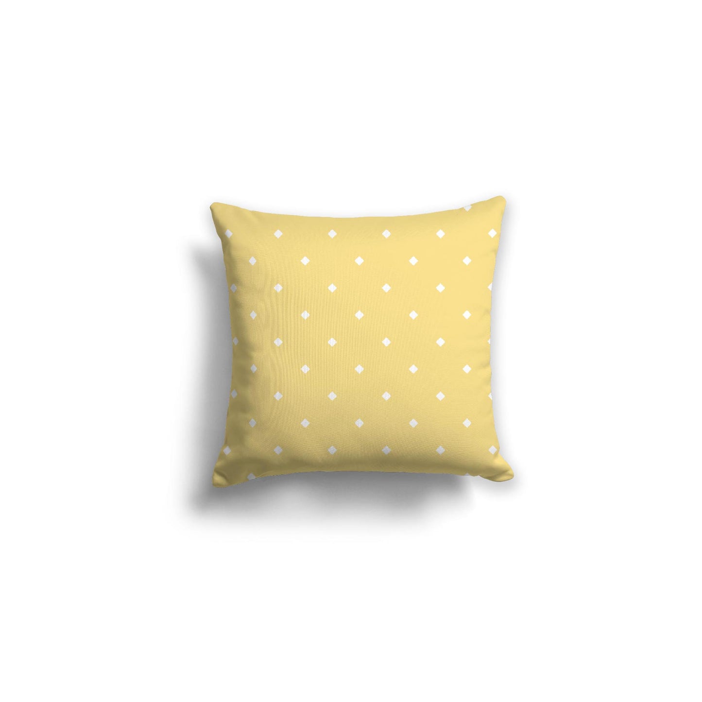 Yellow Spun Polyester Throw Pillow with White Diamonds on Front 16 x 16 inches / 41 x 41 cm