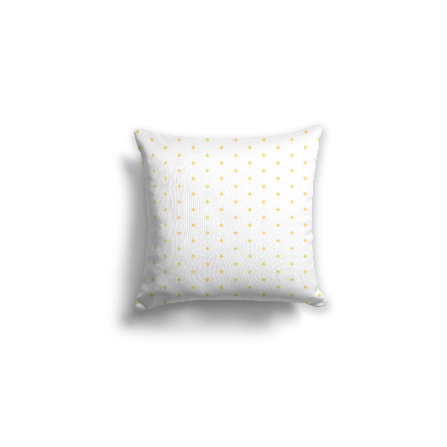 White Spun Polyester Throw Pillow with Fine Yellow Diamonds on Front 16 x 16 inches / 41 x 41 cm