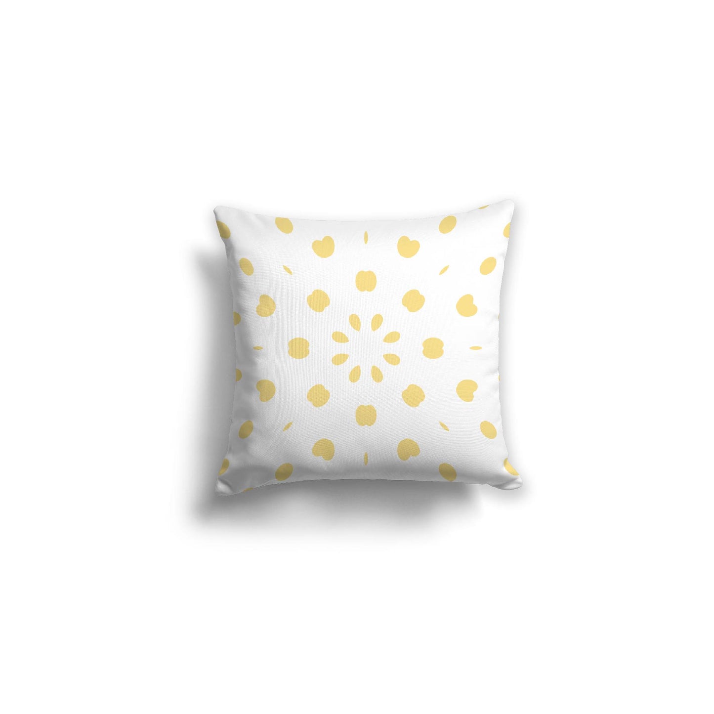 White Spun Polyester Throw Pillow with Yellow Burst Pattern on Front 16 x 16 inches / 41 x 41 cm