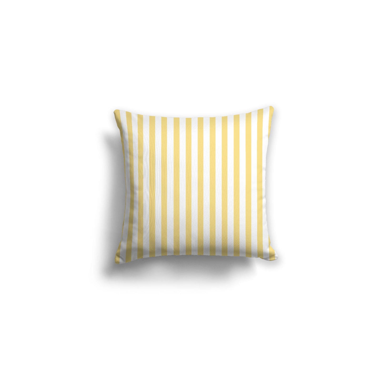 White Spun Polyester Throw Pillow with Thin Yellow Bars on Front 16 x 16 inches / 41 x 41 cm