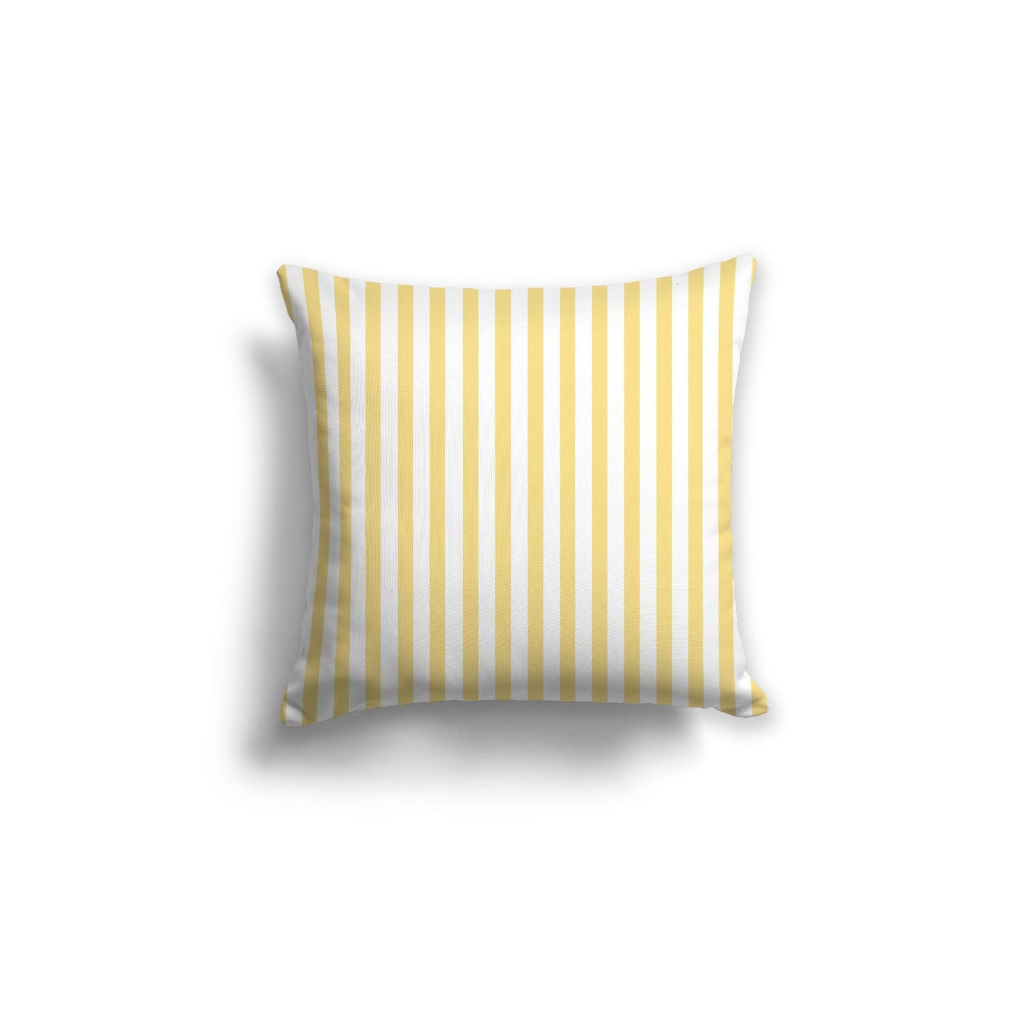 White Spun Polyester Throw Pillow with Thin Yellow Bars on Front 18 x 18 inches / 46 x 46 cm