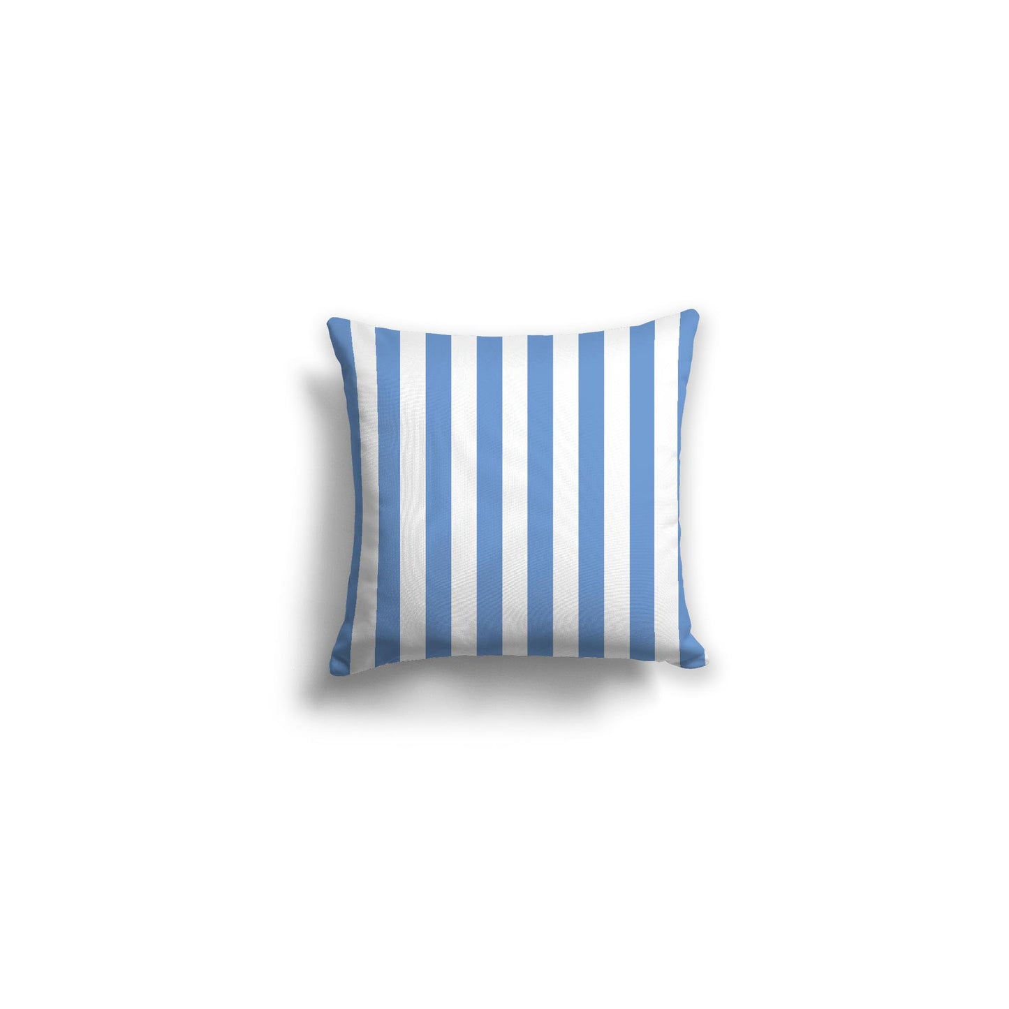 White Spun Polyester Throw Pillow with Blue Bars on Front 14 x 14 inches / 36 x 36 cm