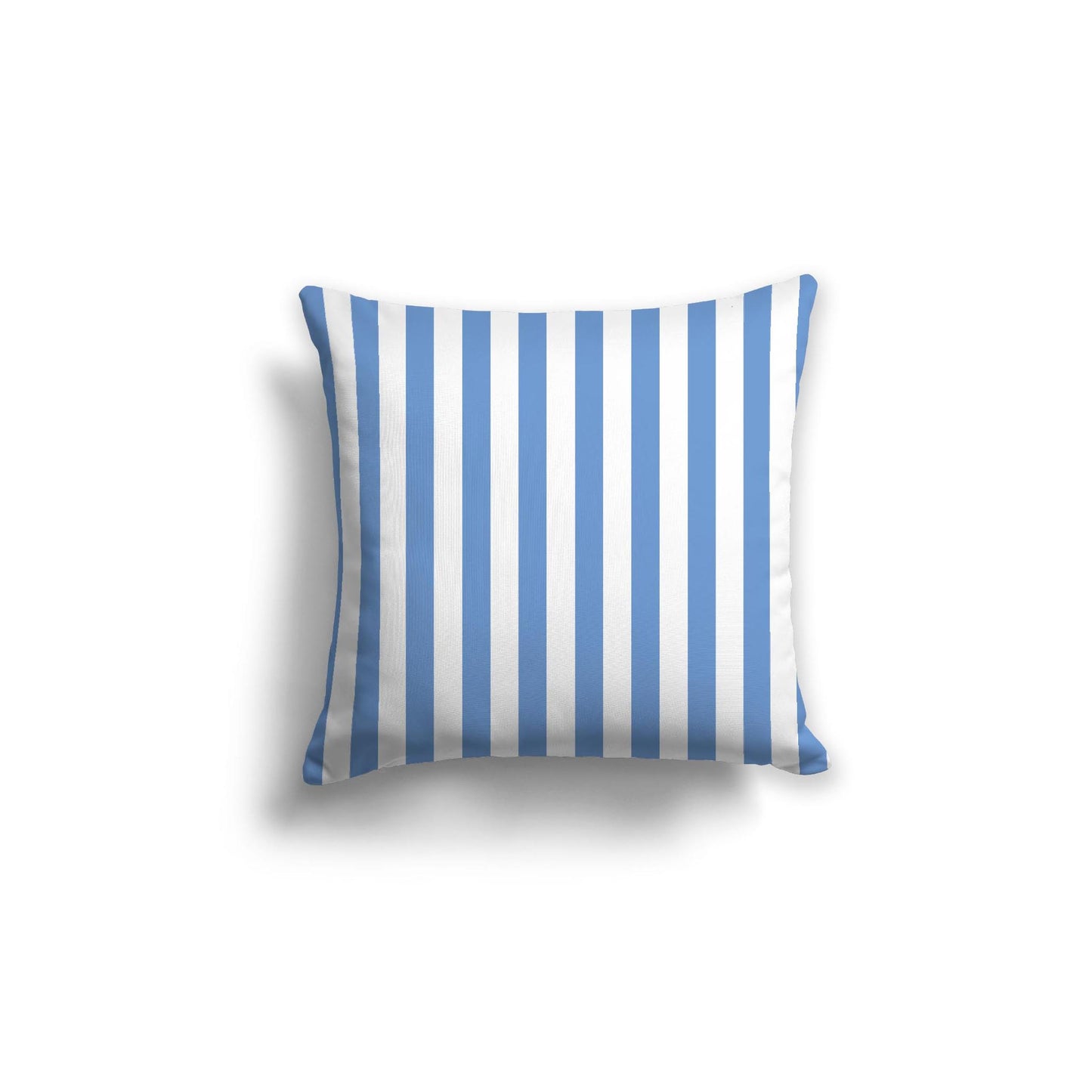 White Spun Polyester Throw Pillow with Blue Bars on Front 18 x 18 inches / 46 x 46 cm