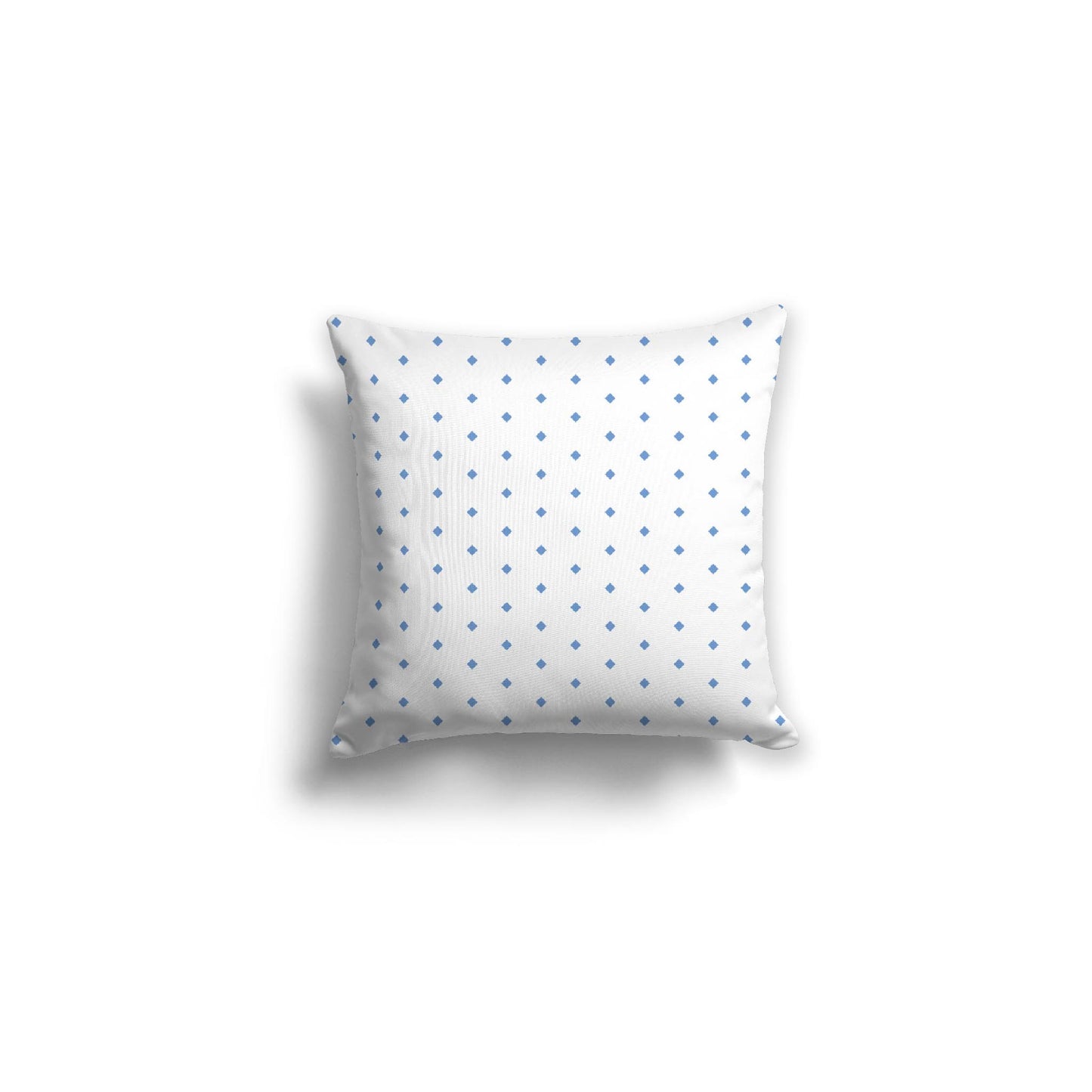 White Spun Polyester Throw Pillow with Fine Blue Diamonds on Front 16 x 16 inches / 41 x 41 cm