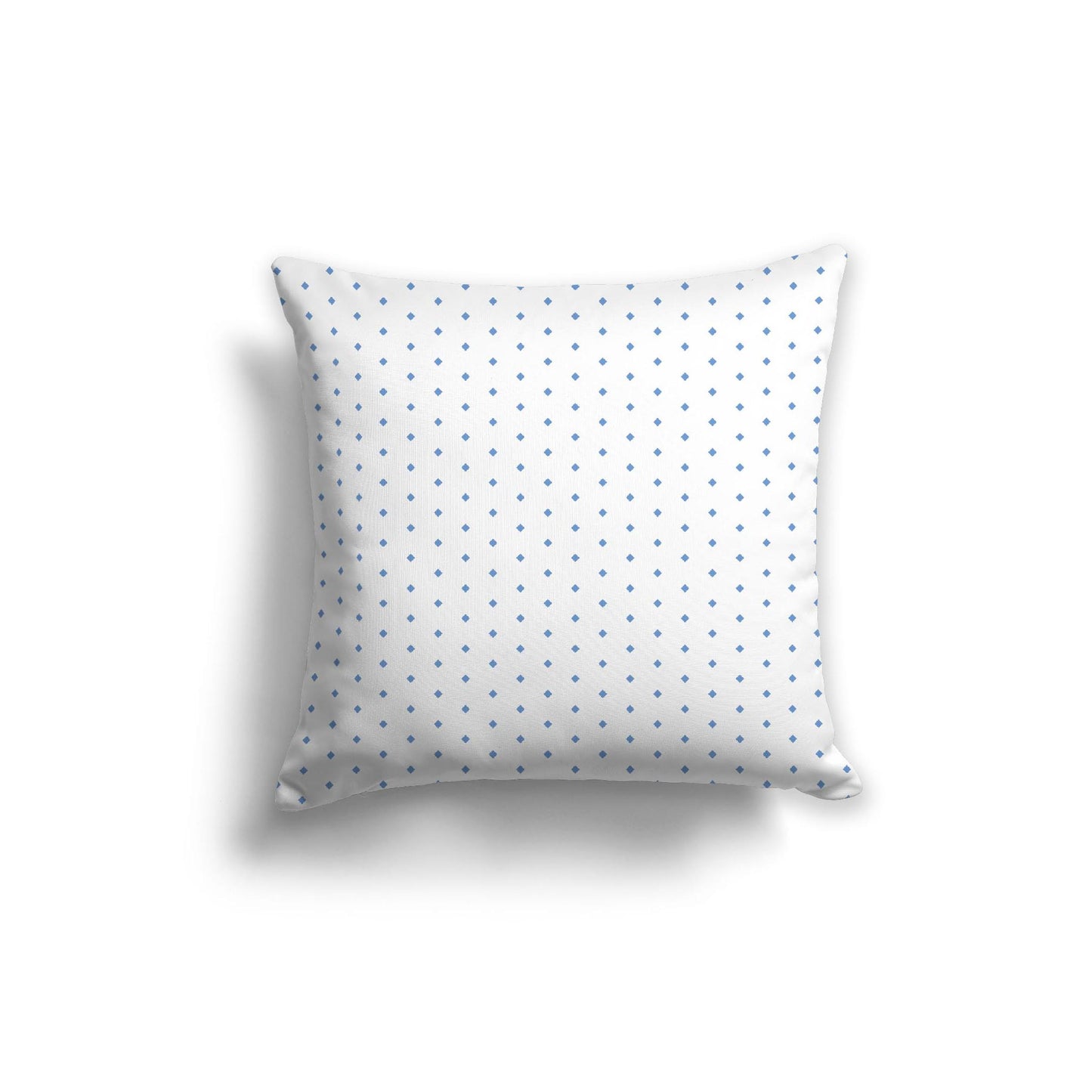 White Spun Polyester Throw Pillow with Fine Blue Diamonds on Front | 26 x 26 inches