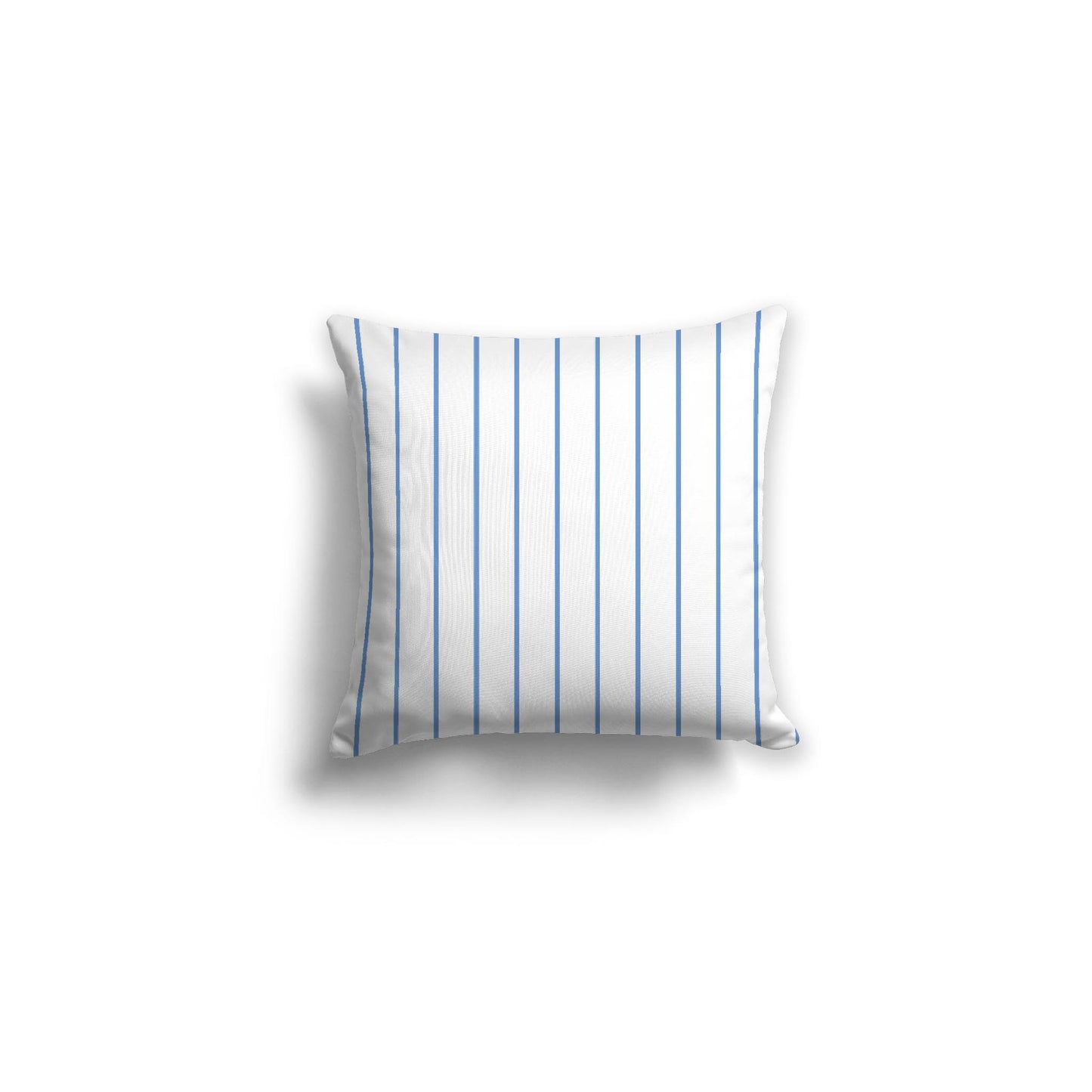 White Spun Polyester Throw Pillow with Fine Blue Stripes on Front 16 x 16 inches / 41 x 41 cm