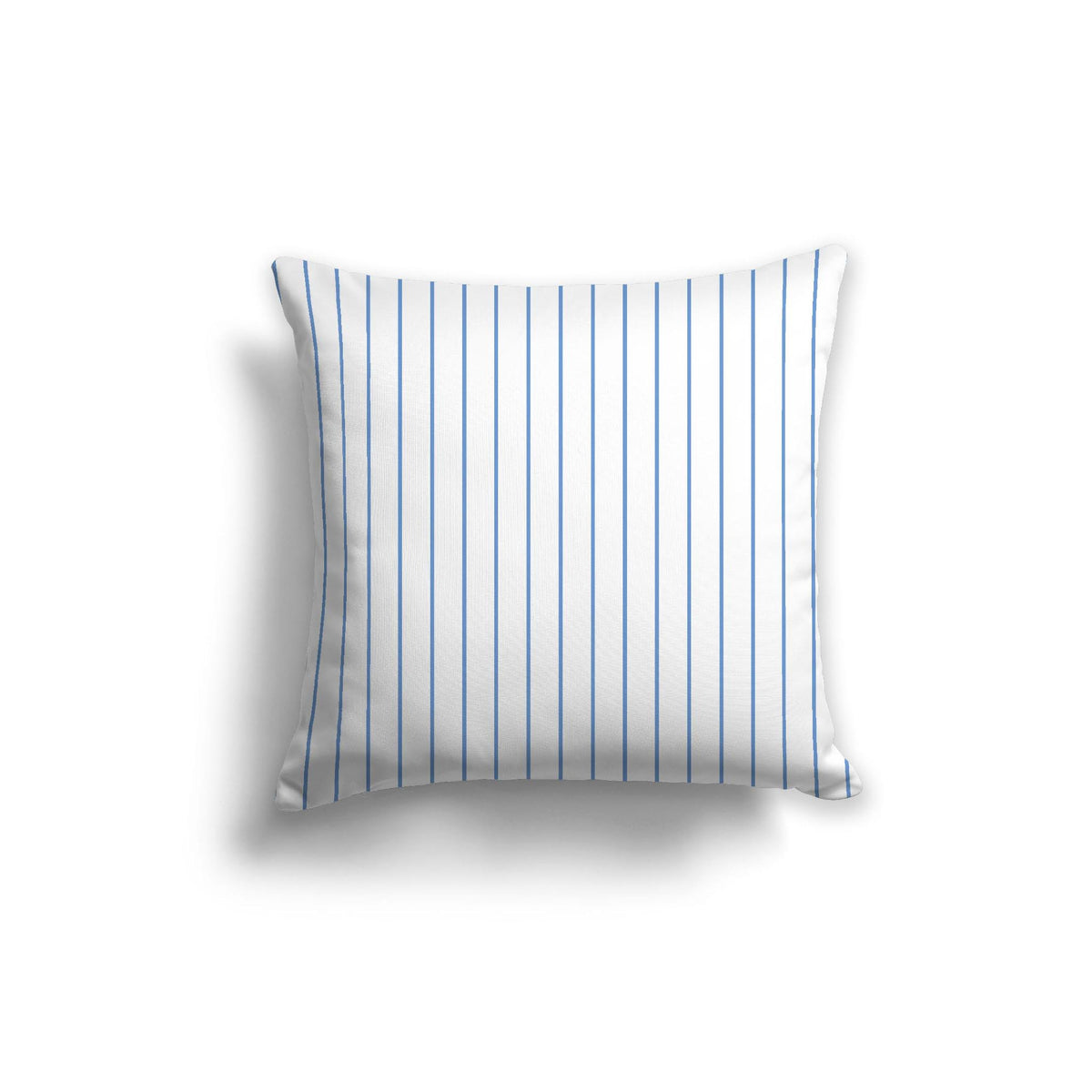 White Spun Polyester Throw Pillow with Fine Blue Stripes on Front | 26 x 26 inches