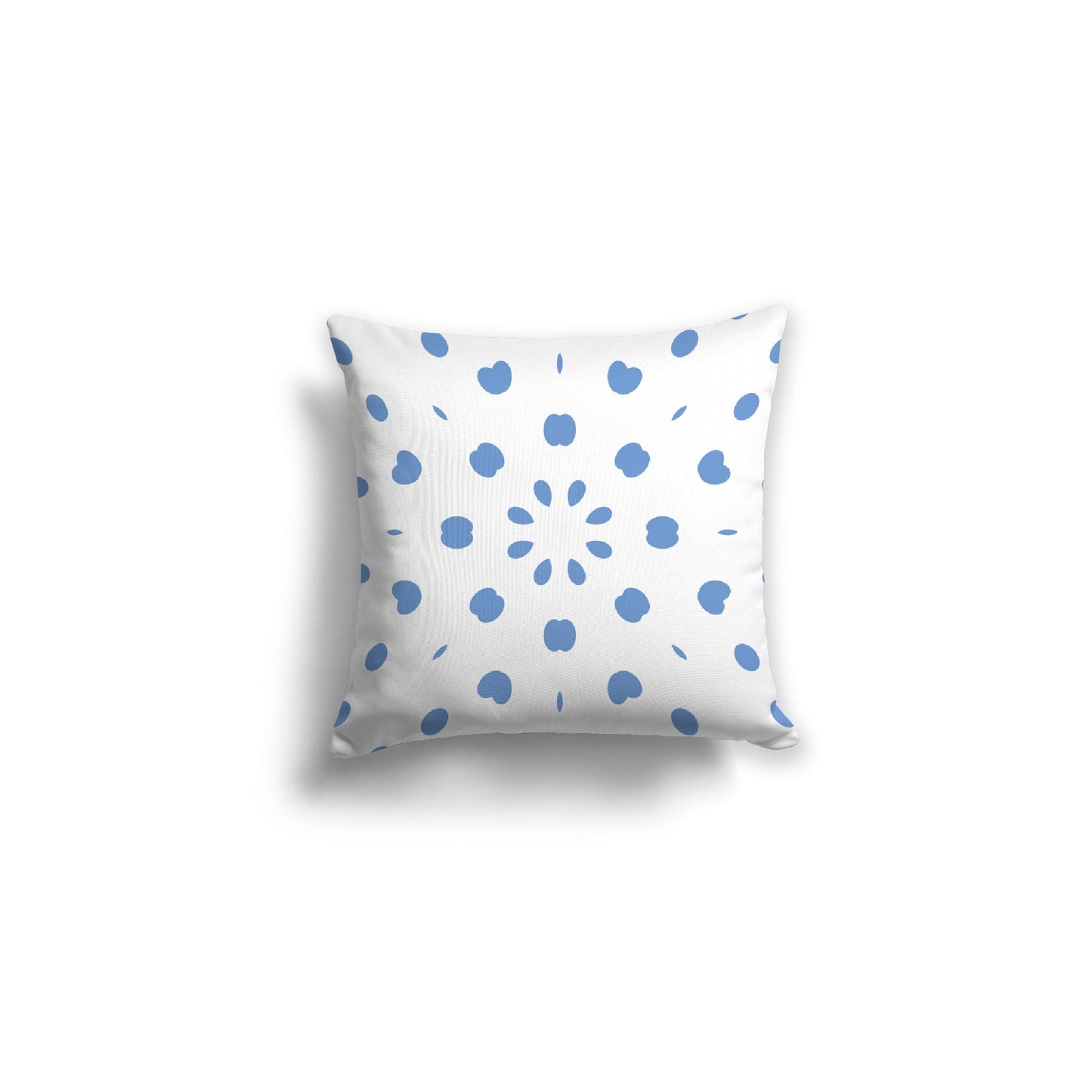 White Spun Polyester Throw Pillow with Blue Burst Pattern on Front 16 x 16 inches / 41 x 41 cm