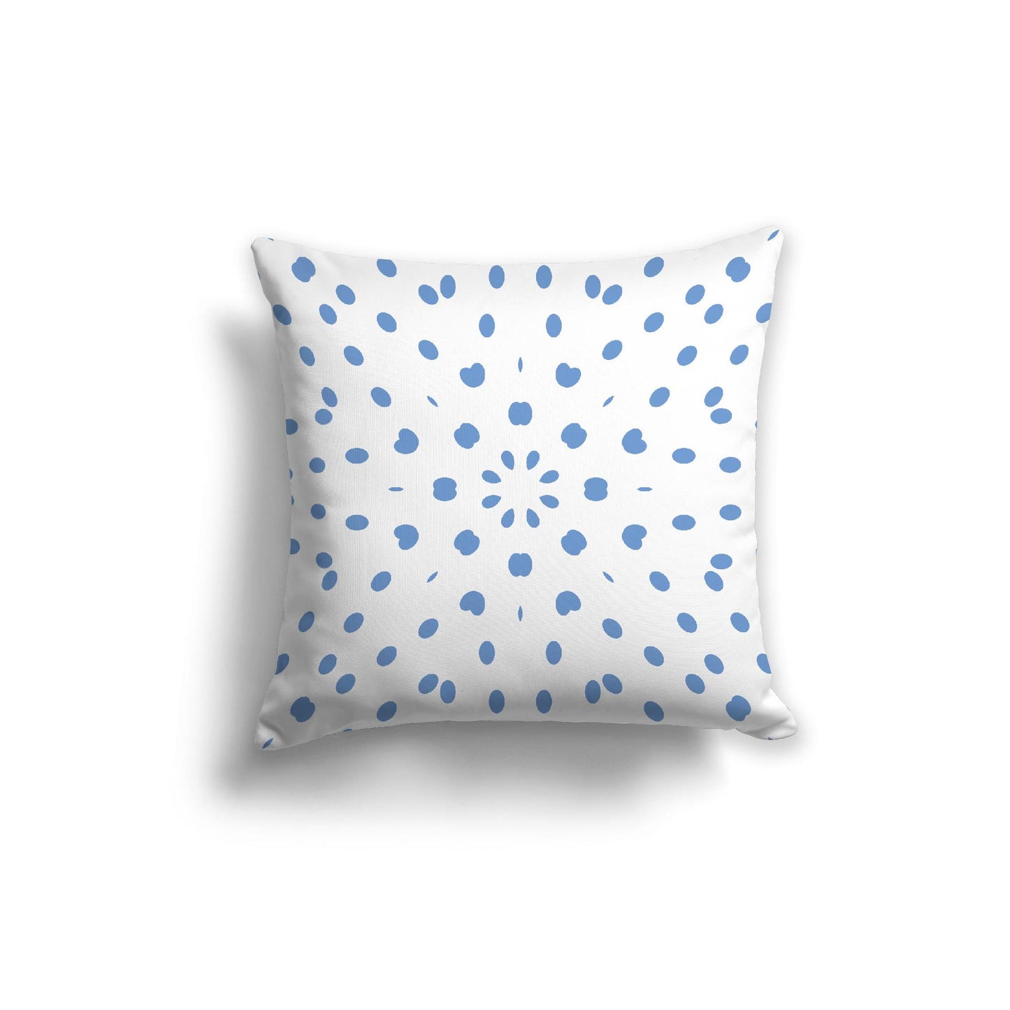 White Spun Polyester Throw Pillow with Blue Burst Pattern on Front | 26 x 26 inches