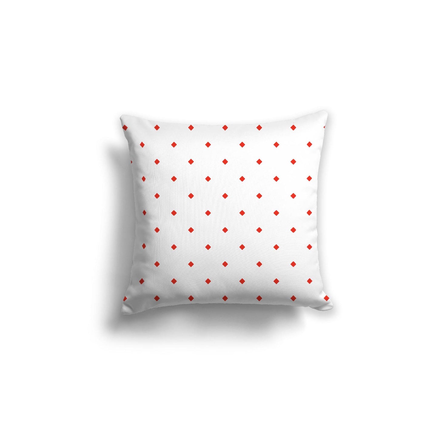 White Spun Polyester Throw Pillow with Red-Orange Diamonds on Front 18 x 18 inches / 46 x 46 cm