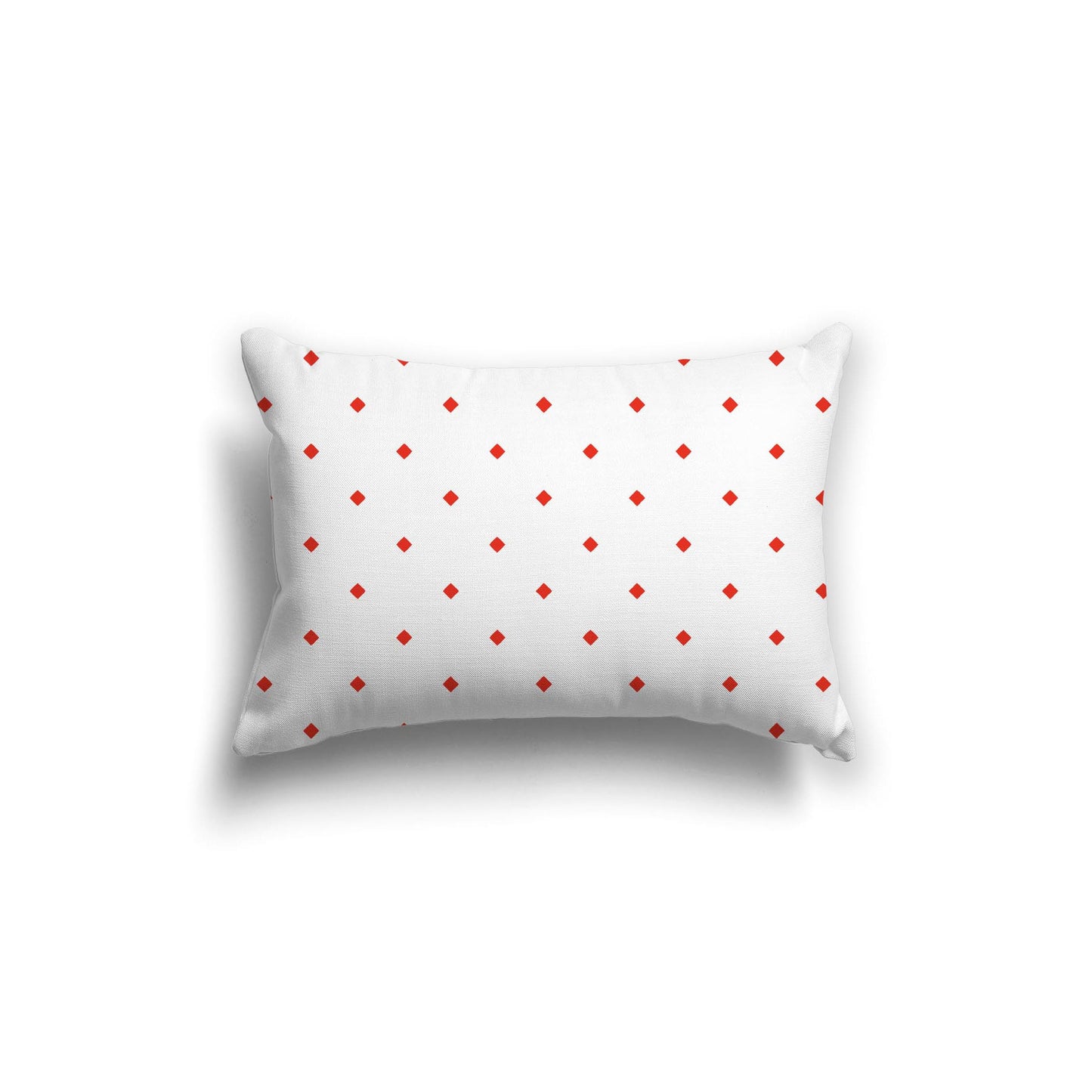 White Spun Polyester Throw Pillow with Red-Orange Diamonds on Front 20 x 14 inches / 51 x 36 cm