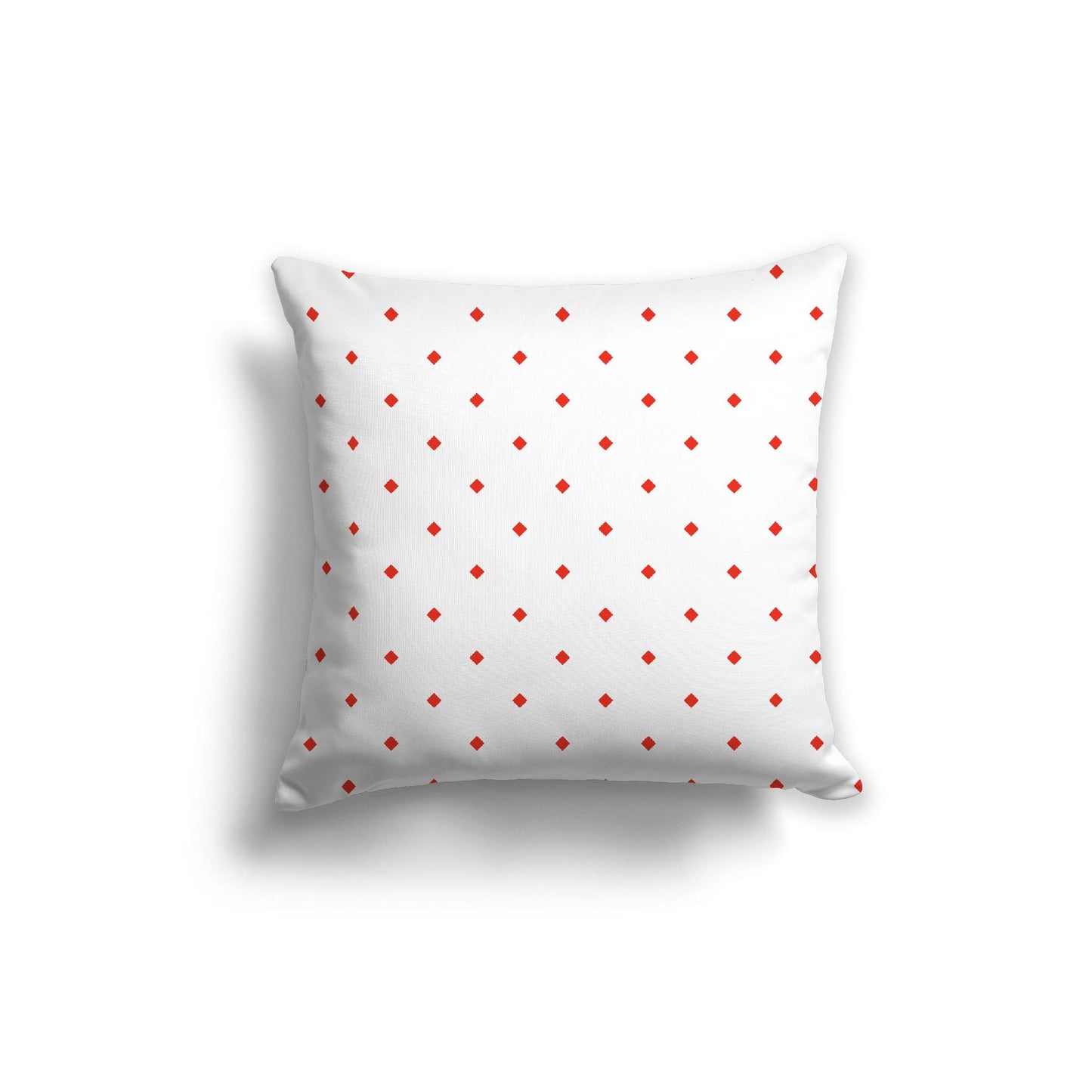 White Spun Polyester Throw Pillow with Red-Orange Diamonds on Front 20 x 20 inches / 51 x 51 cm