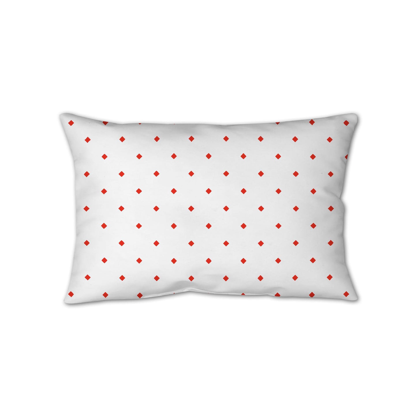 White Spun Polyester Throw Pillow with Red-Orange Diamonds on Front 25 x 18 inches / 63.5 x 66 cm