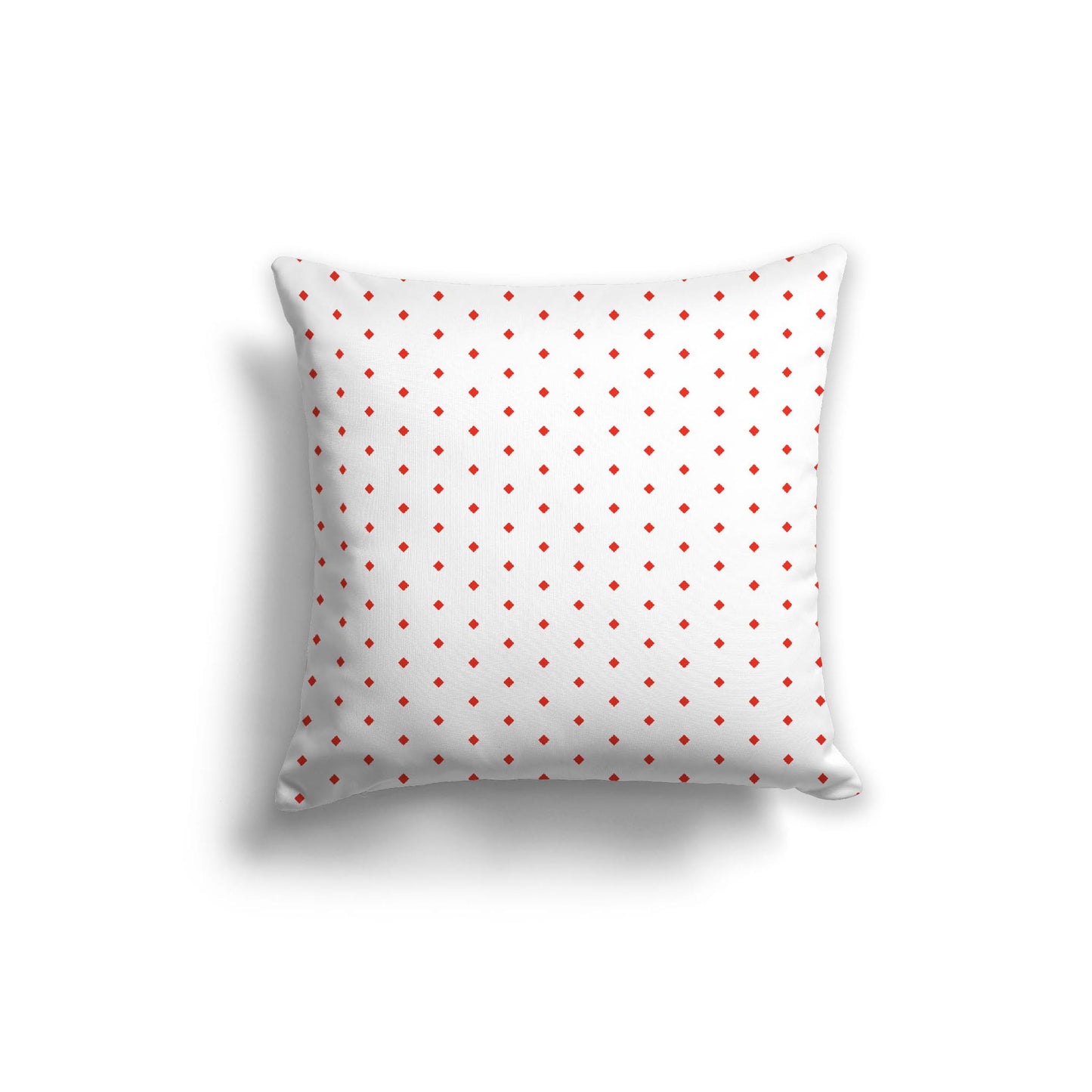 White Spun Polyester Throw Pillow with Fine Red-Orange Diamonds on Front 20 x 20 inches / 51 x 51 cm