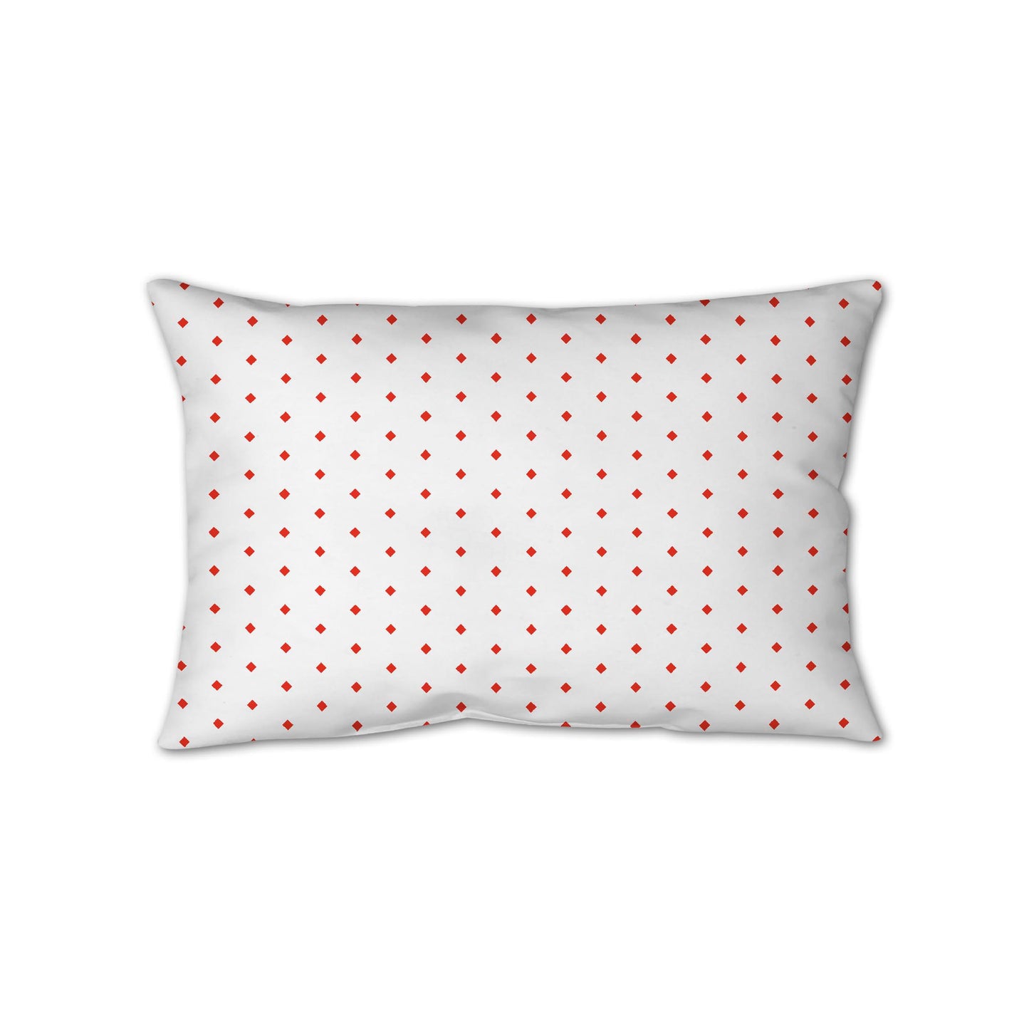 White Spun Polyester Throw Pillow with Fine Red-Orange Diamonds on Front 25 x 18 inches / 63.5 x 66 cm