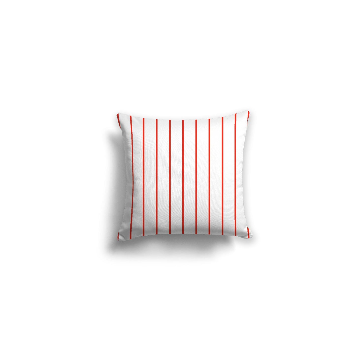 White Spun Polyester Throw Pillow with Fine Red-Orange Stripes on Front 14 x 14 inches / 36 x 36 cm