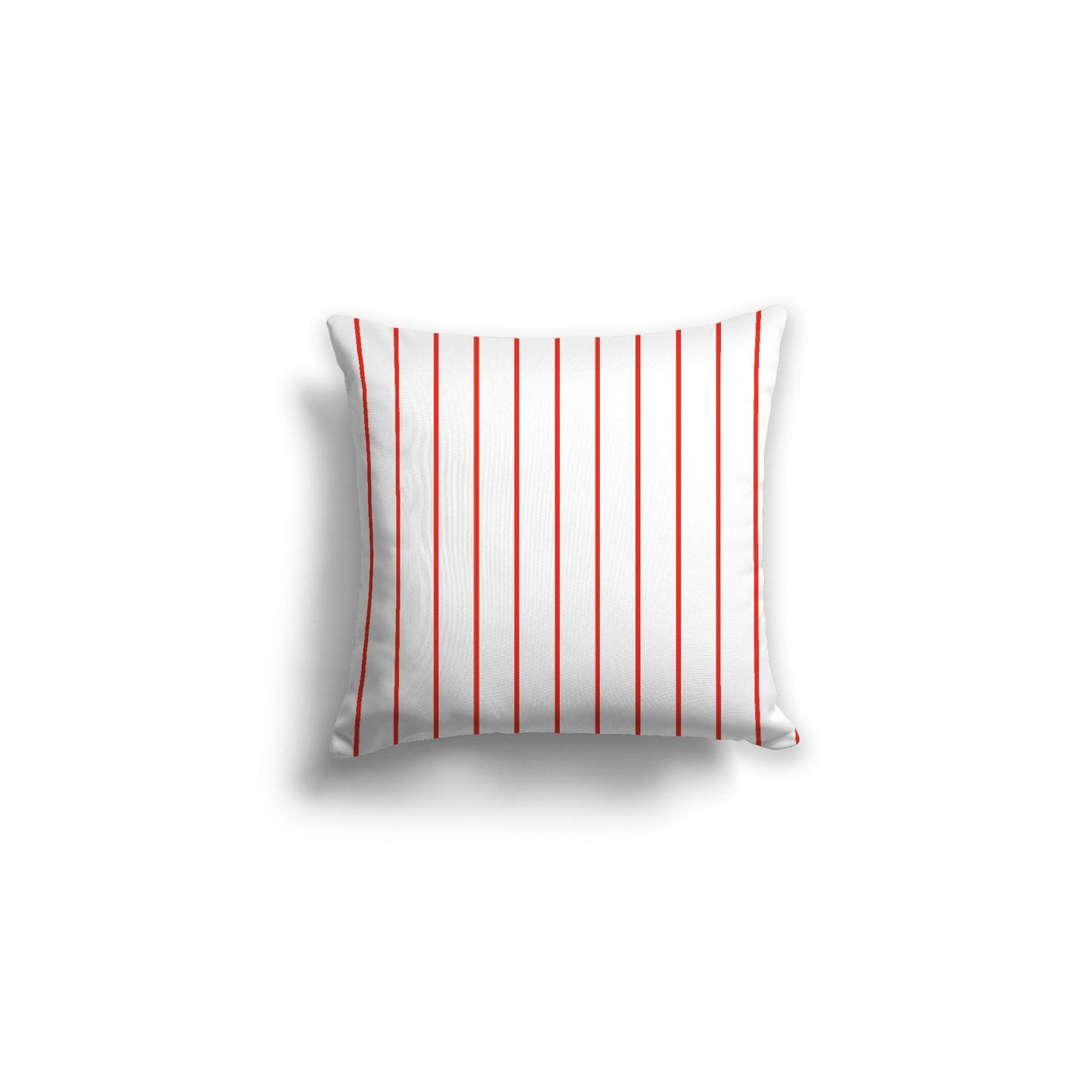 White Spun Polyester Throw Pillow with Fine Red-Orange Stripes on Front 16 x 16 inches / 41 x 41 cm