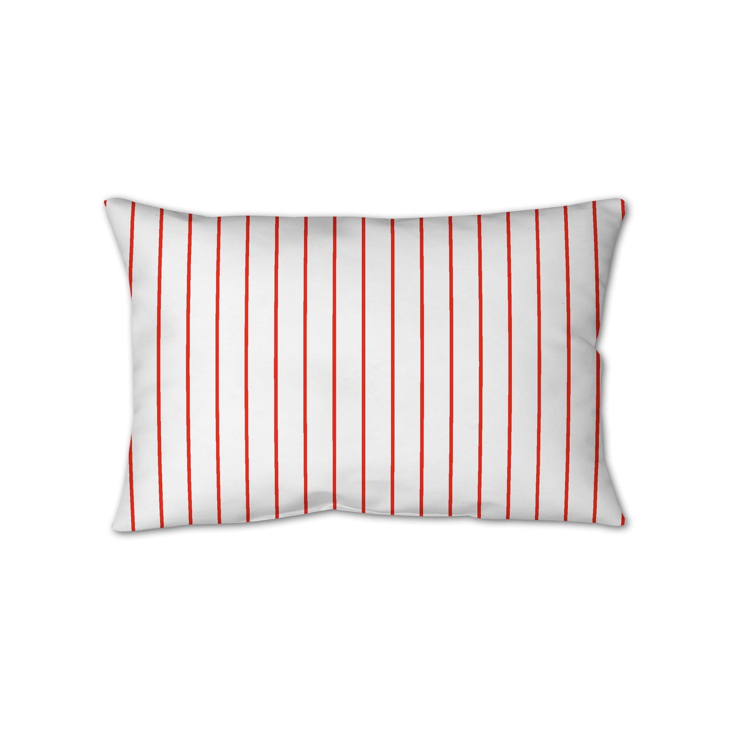 White Spun Polyester Throw Pillow with Fine Red-Orange Stripes on Front 25 x 18 inches / 63.5 x 66 cm