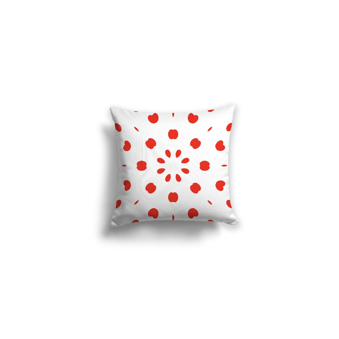 White Spun Polyester Throw Pillow with Red-Orange Burst Pattern on Front 14 x 14 inches / 36 x 36 cm