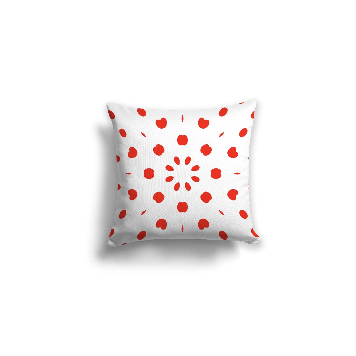 White Spun Polyester Throw Pillow with Red-Orange Burst Pattern on Front 16 x 16 inches / 41 x 41 cm