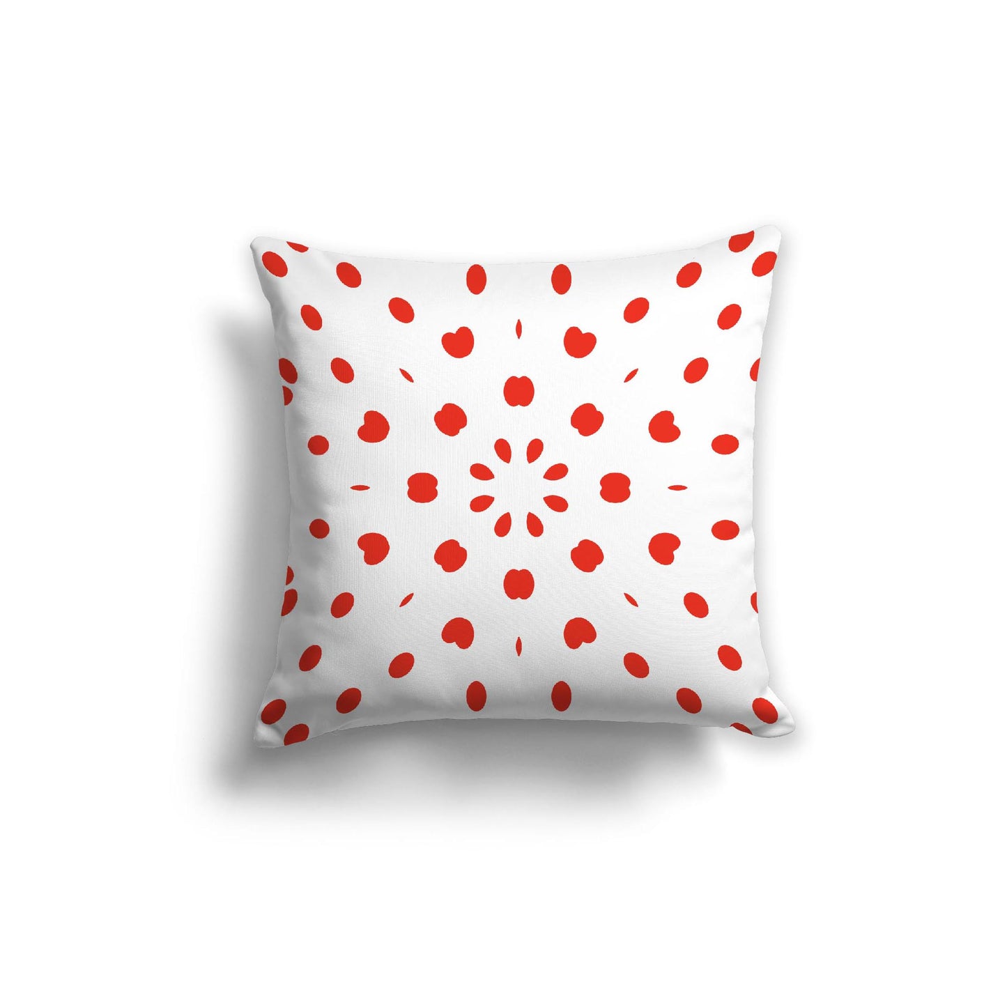White Spun Polyester Throw Pillow with Red-Orange Burst Pattern on Front 20 x 20 inches / 51 x 51 cm