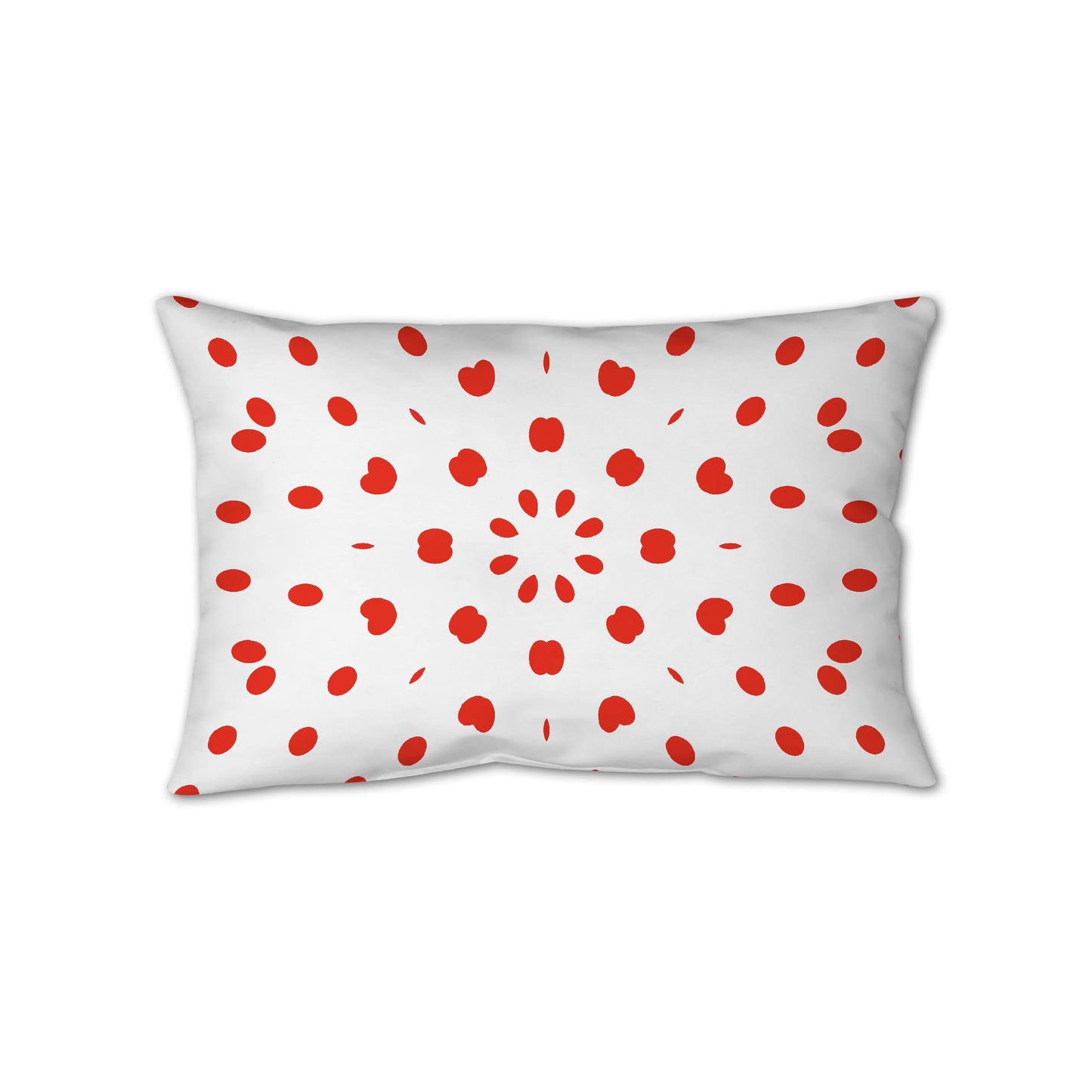 White Spun Polyester Throw Pillow with Red-Orange Burst Pattern on Front 25 x 18 inches / 63.5 x 66 cm