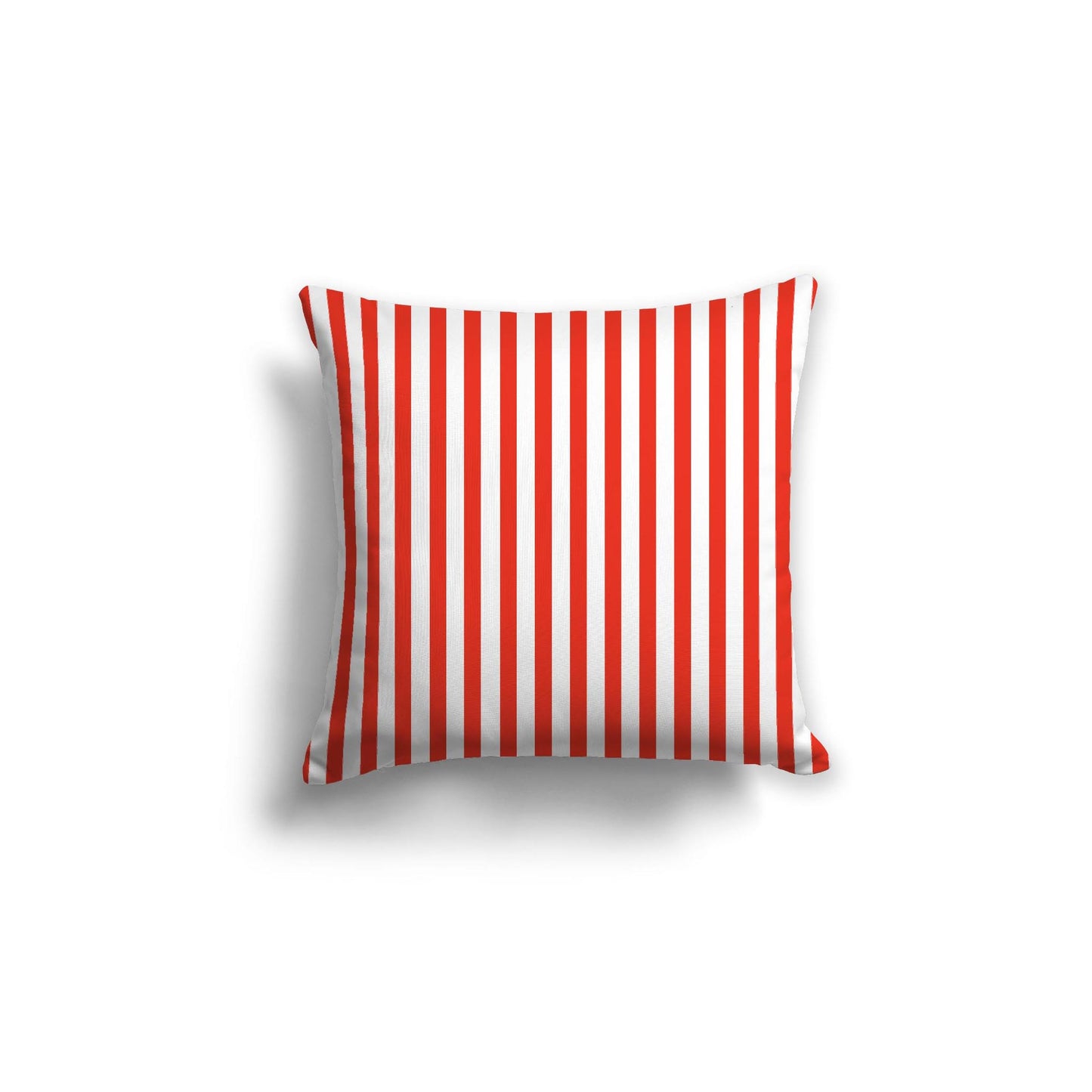 White Spun Polyester Throw Pillow with Thin Red-Orange Bars on Front 18 x 18 inches / 46 x 46 cm