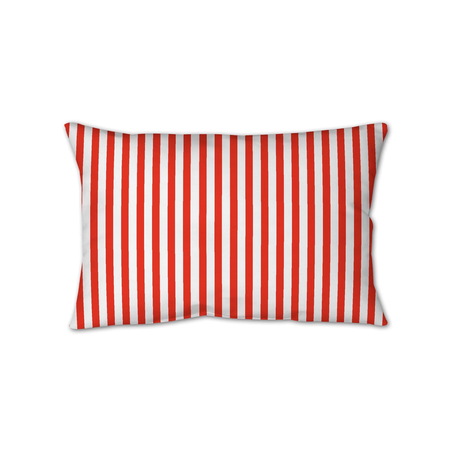 White Spun Polyester Throw Pillow with Thin Red-Orange Bars on Front 25 x 18 inches / 63.5 x 66 cm
