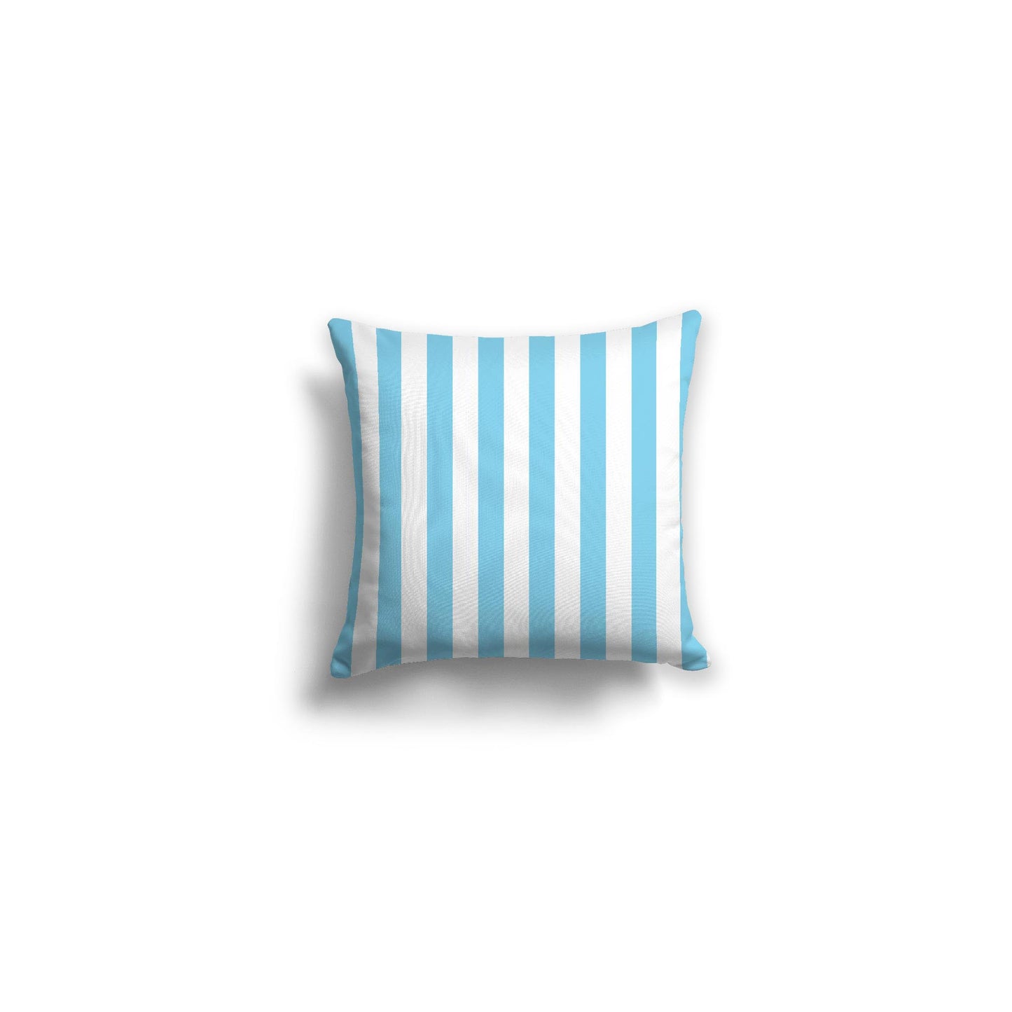 White Spun Polyester Throw Pillow with Light Blue Bars on Front 14 x 14 inches / 36 x 36 cm