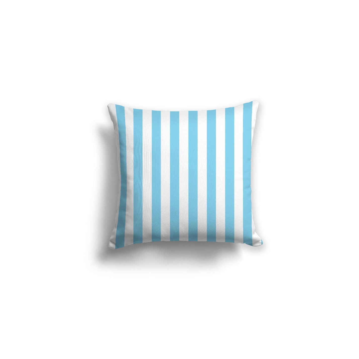 White Spun Polyester Throw Pillow with Light Blue Bars on Front 16 x 16 inches / 41 x 41 cm