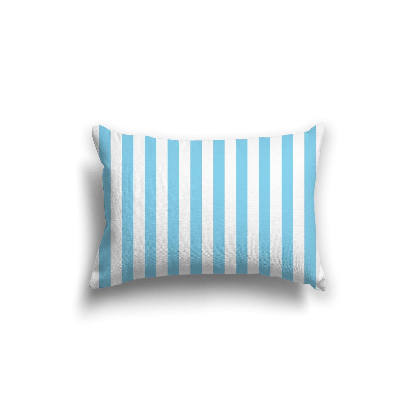 White Spun Polyester Throw Pillow with Light Blue Bars on Front 20 x 14 inches / 51 x 36 cm