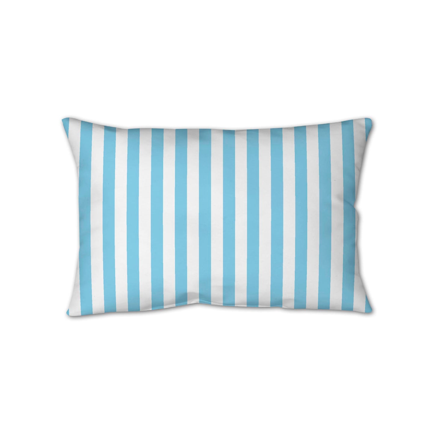 White Spun Polyester Throw Pillow with Light Blue Bars on Front 25 x 18 inches / 63.5 x 66 cm