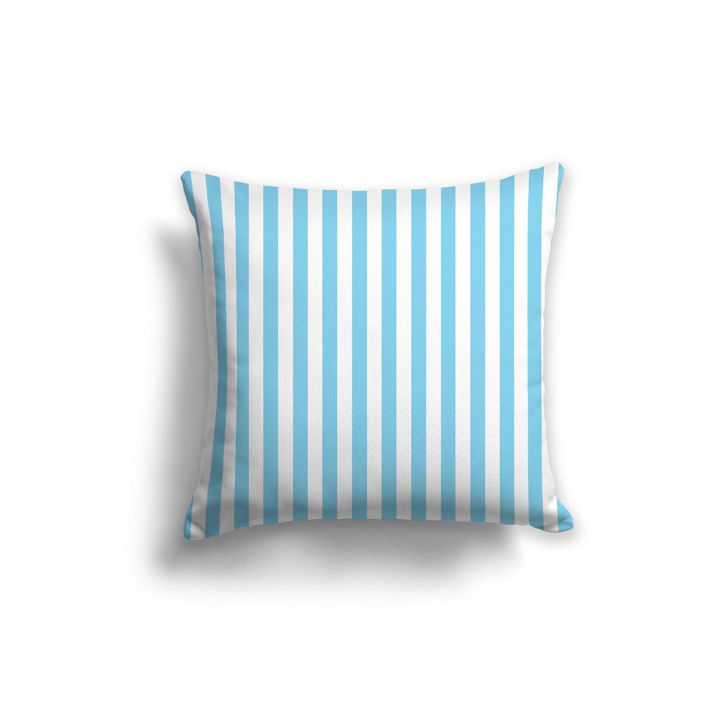White Spun Polyester Throw Pillow with Light Blue Bars on Front 26 x 26 inches / 66 x 66 cm