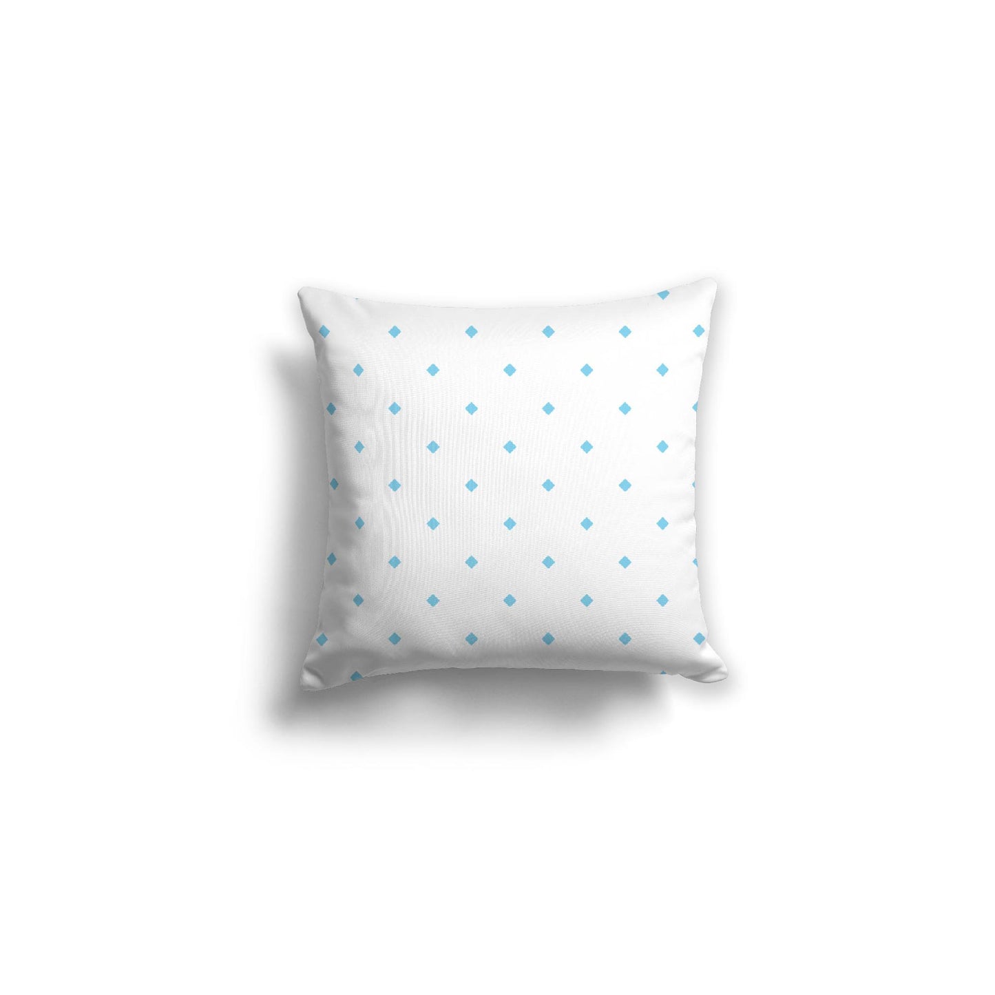 White Spun Polyester Throw Pillow with Light Blue Diamonds on Front 16 x 16 inches / 41 x 41 cm