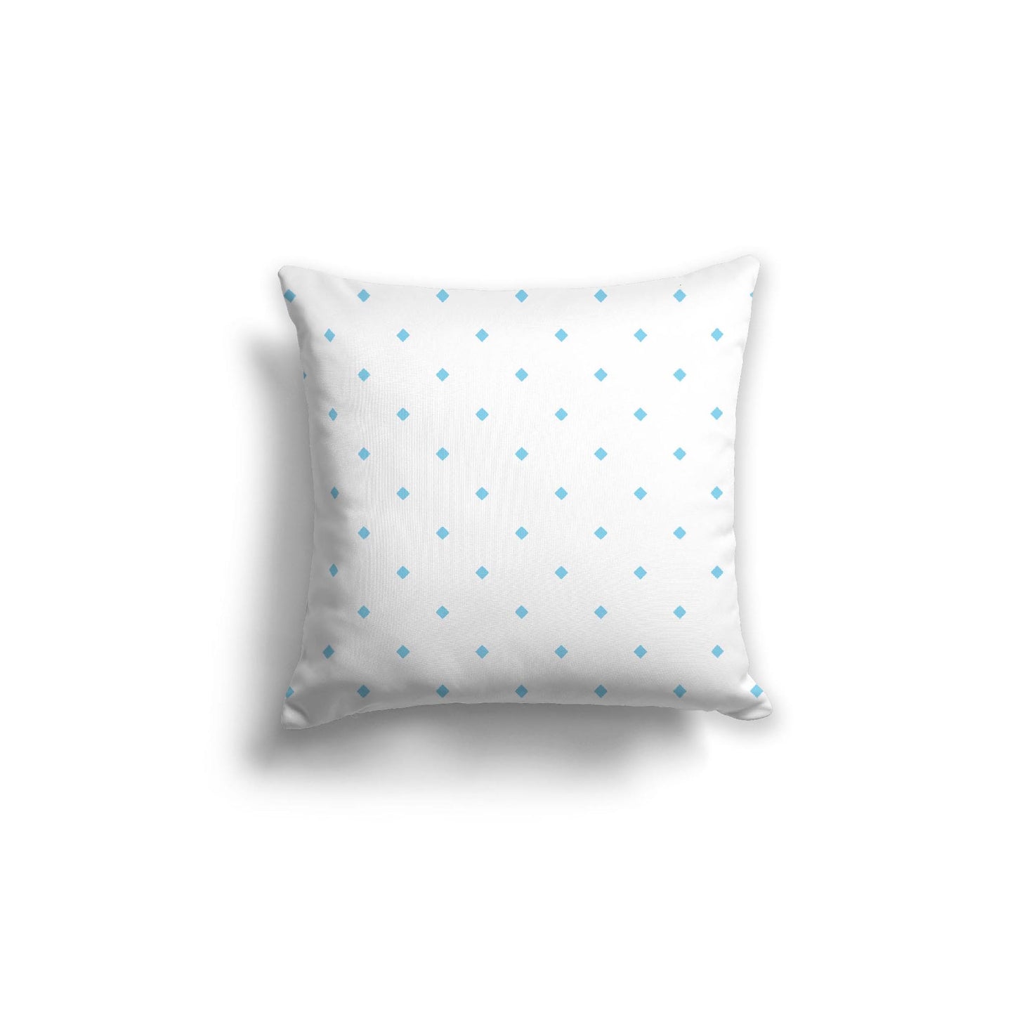 White Spun Polyester Throw Pillow with Light Blue Diamonds on Front 18 x 18 inches / 46 x 46 cm